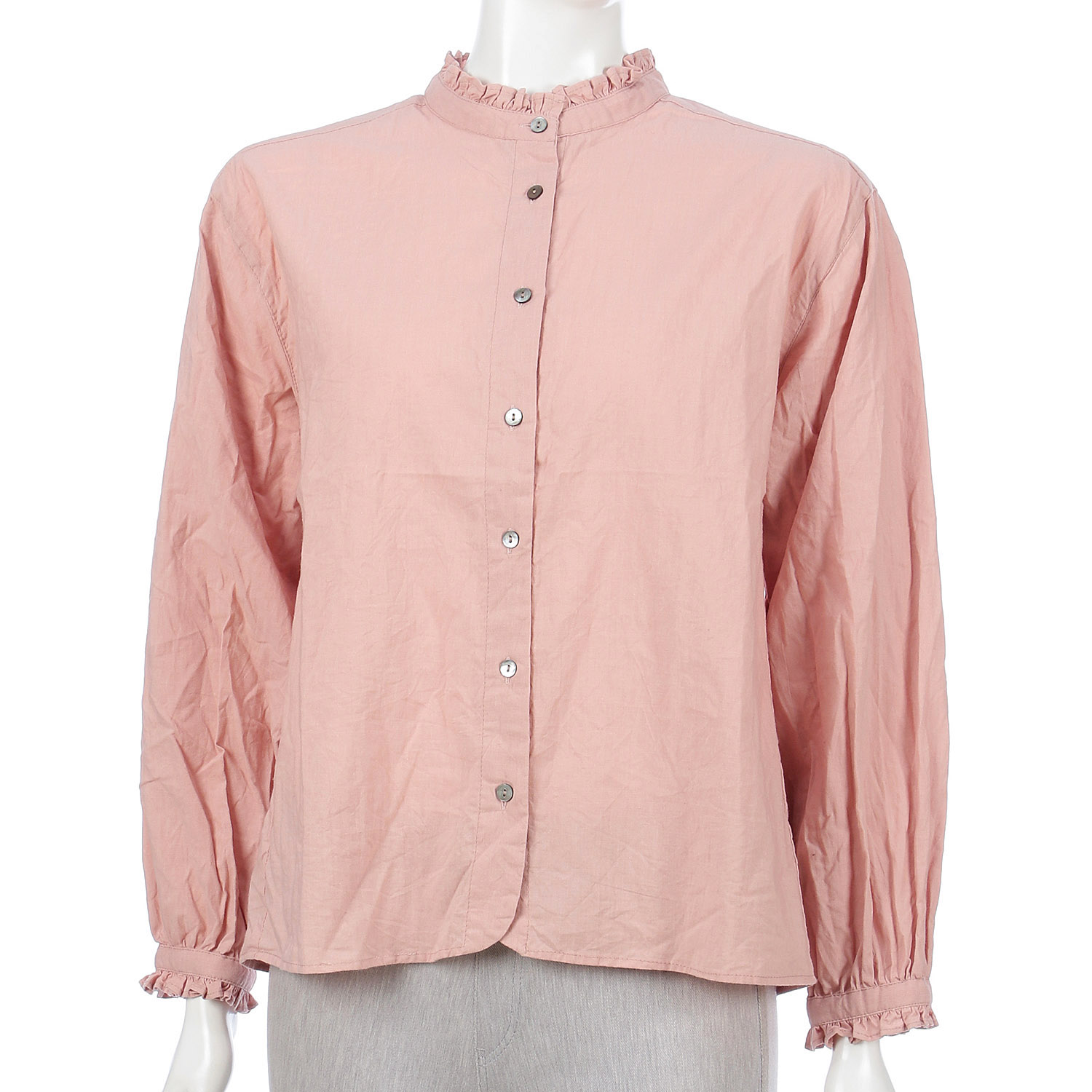 コットンフリルカラーブラウス - 画像1