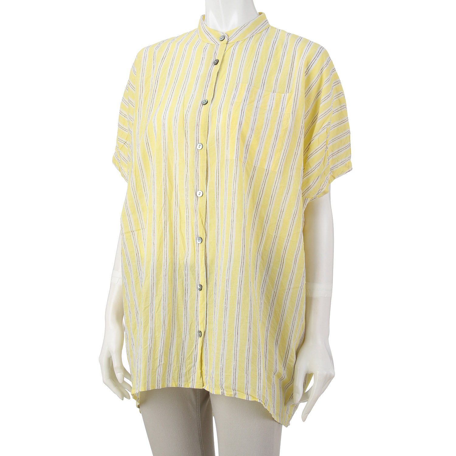 ラフストライププリント ワイドロングシャツ - 画像1