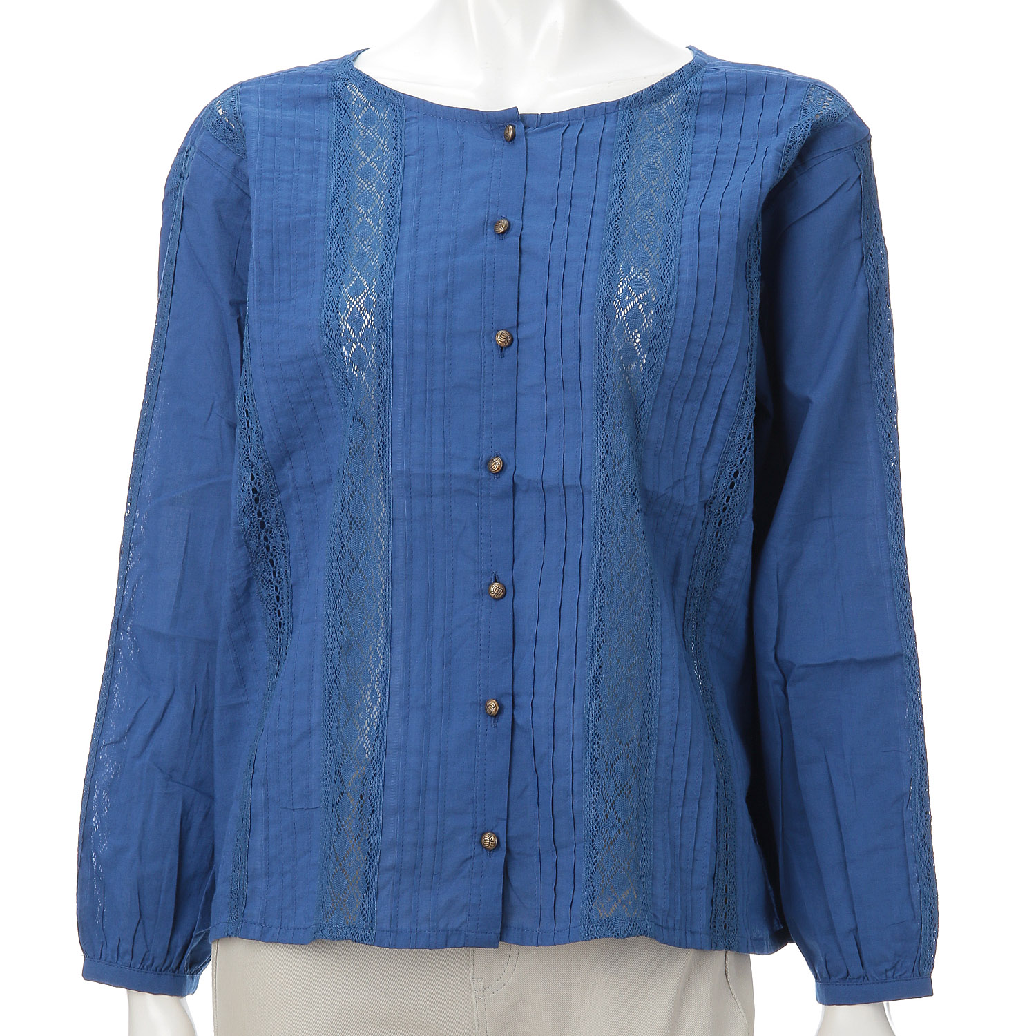 キャンブリック×綿レース2WAYブラウス