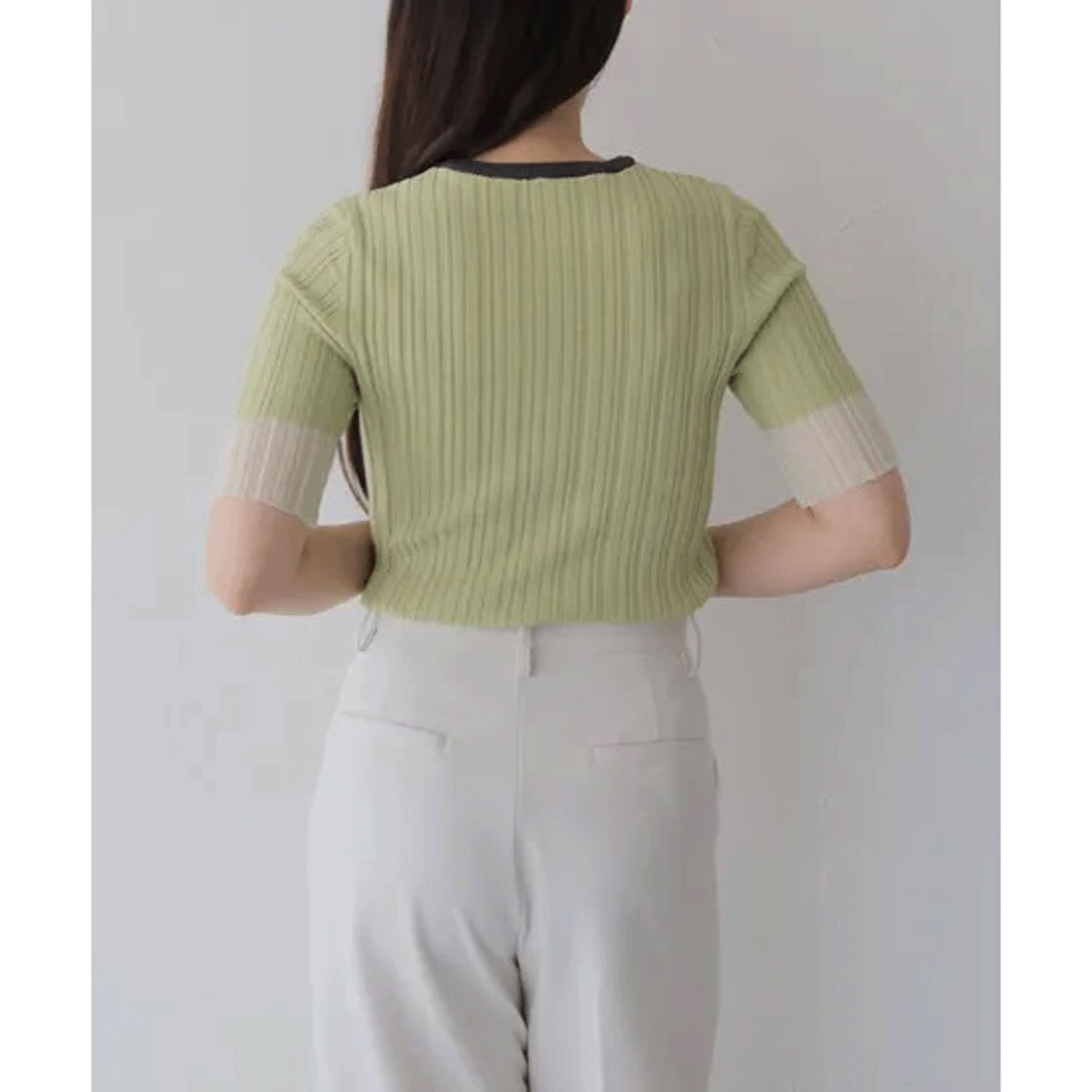 Vingtrois バイカラーシアー切替リブニット - 画像16