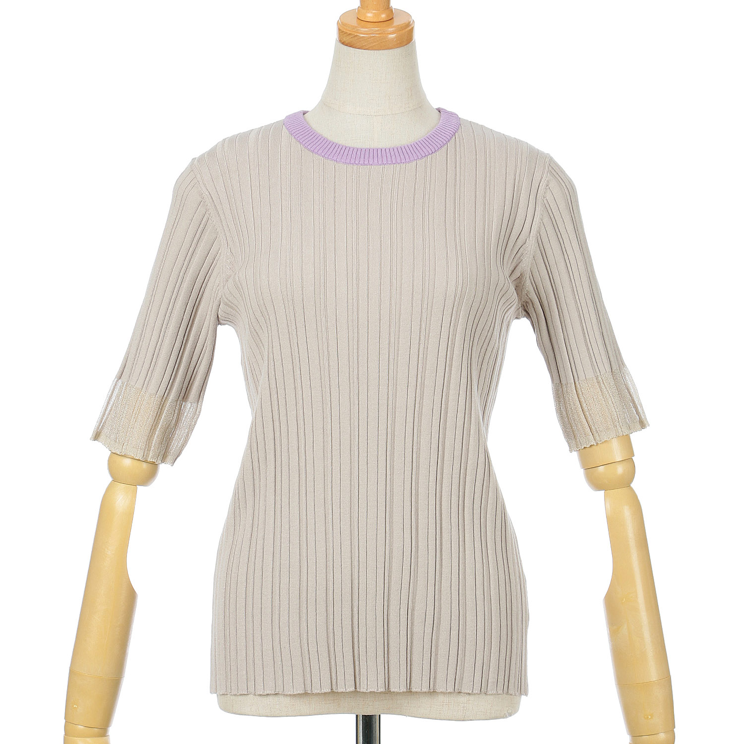 Vingtrois バイカラーシアー切替リブニット - 画像10