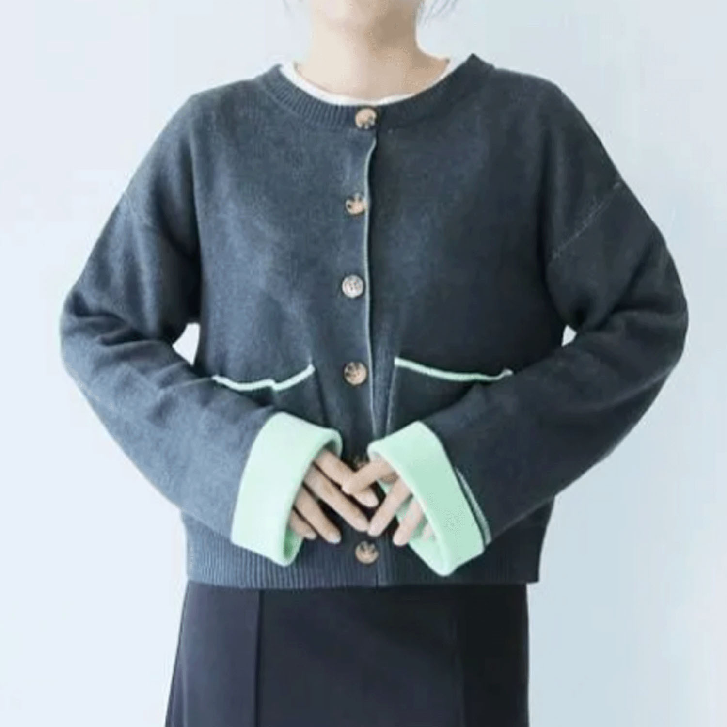 vingtrois 配色ニットカーディガン - 画像3