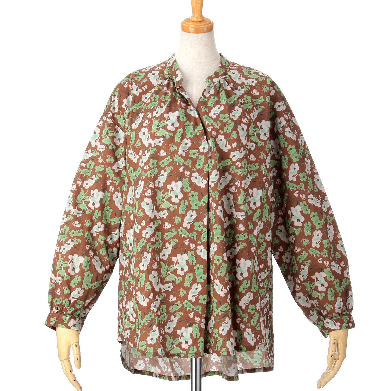 ザンパフラワープリントギャザーブラウス - 画像1