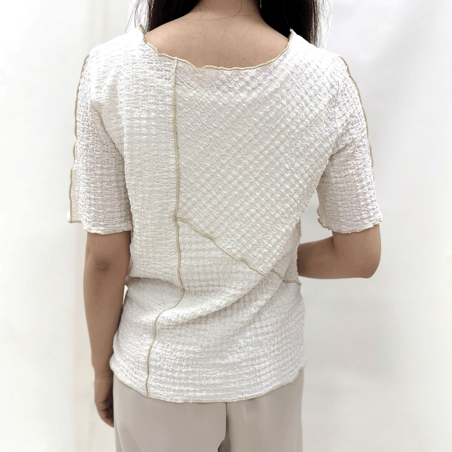 Vingtrois 楊柳クレープ切替トップス - 画像6