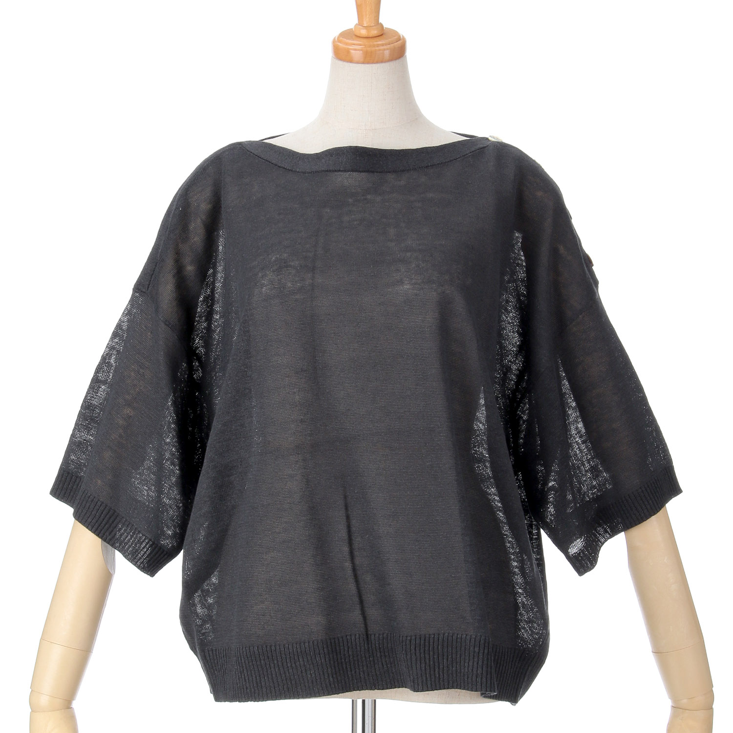 ザンパ麻ボートネック肩釦プルオーバー - 画像3