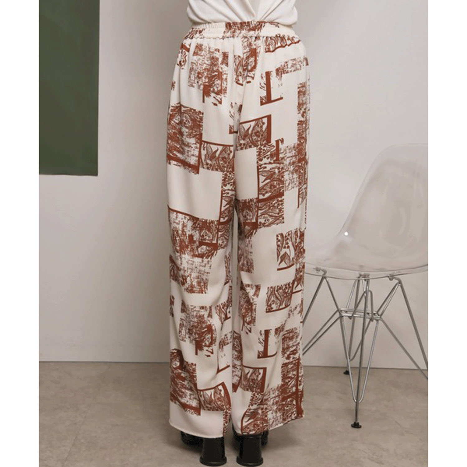 Palm Riche モノトーン柄リラックスパンツ - 画像17