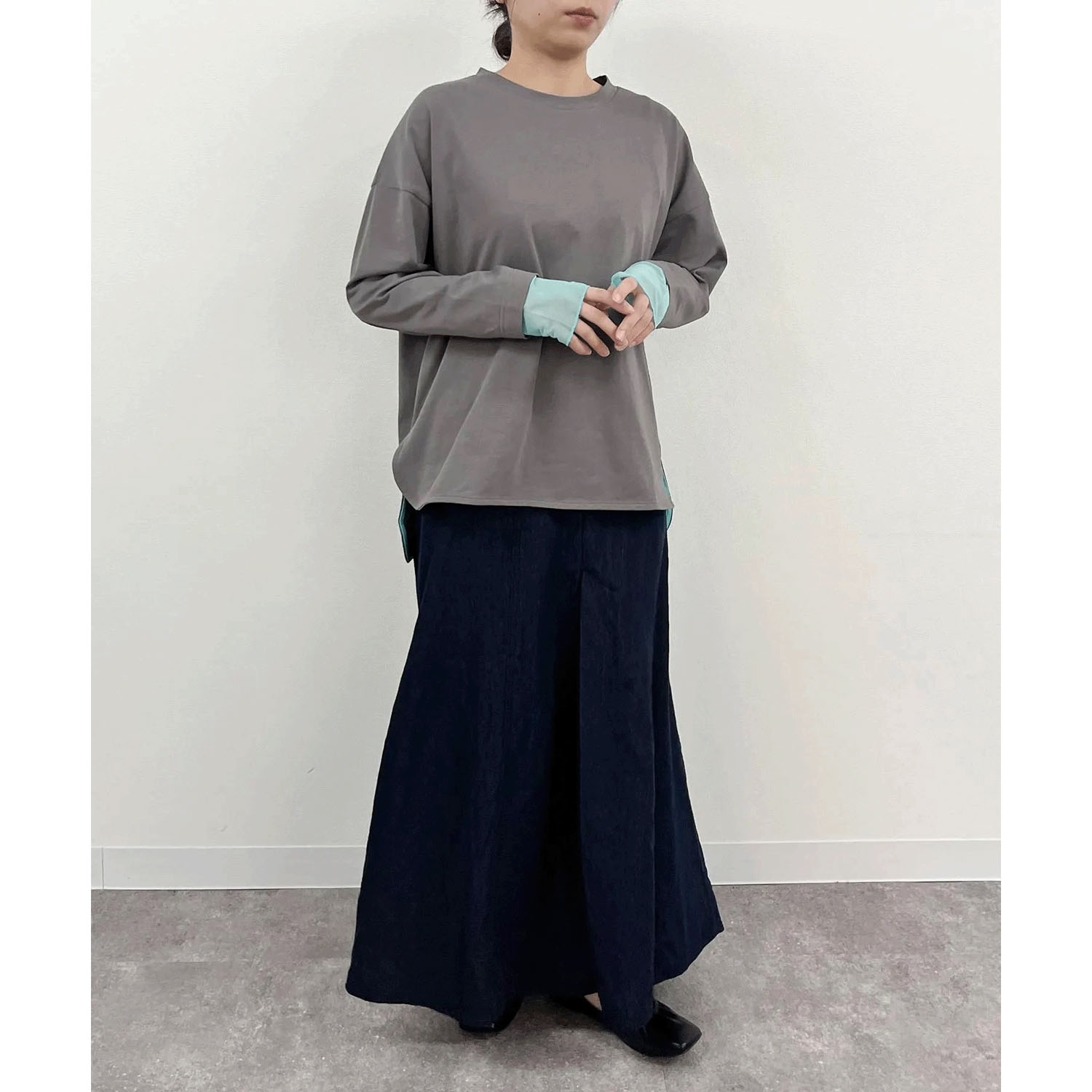 vingtrois 袖口シアー切替無地ロンT - 画像11