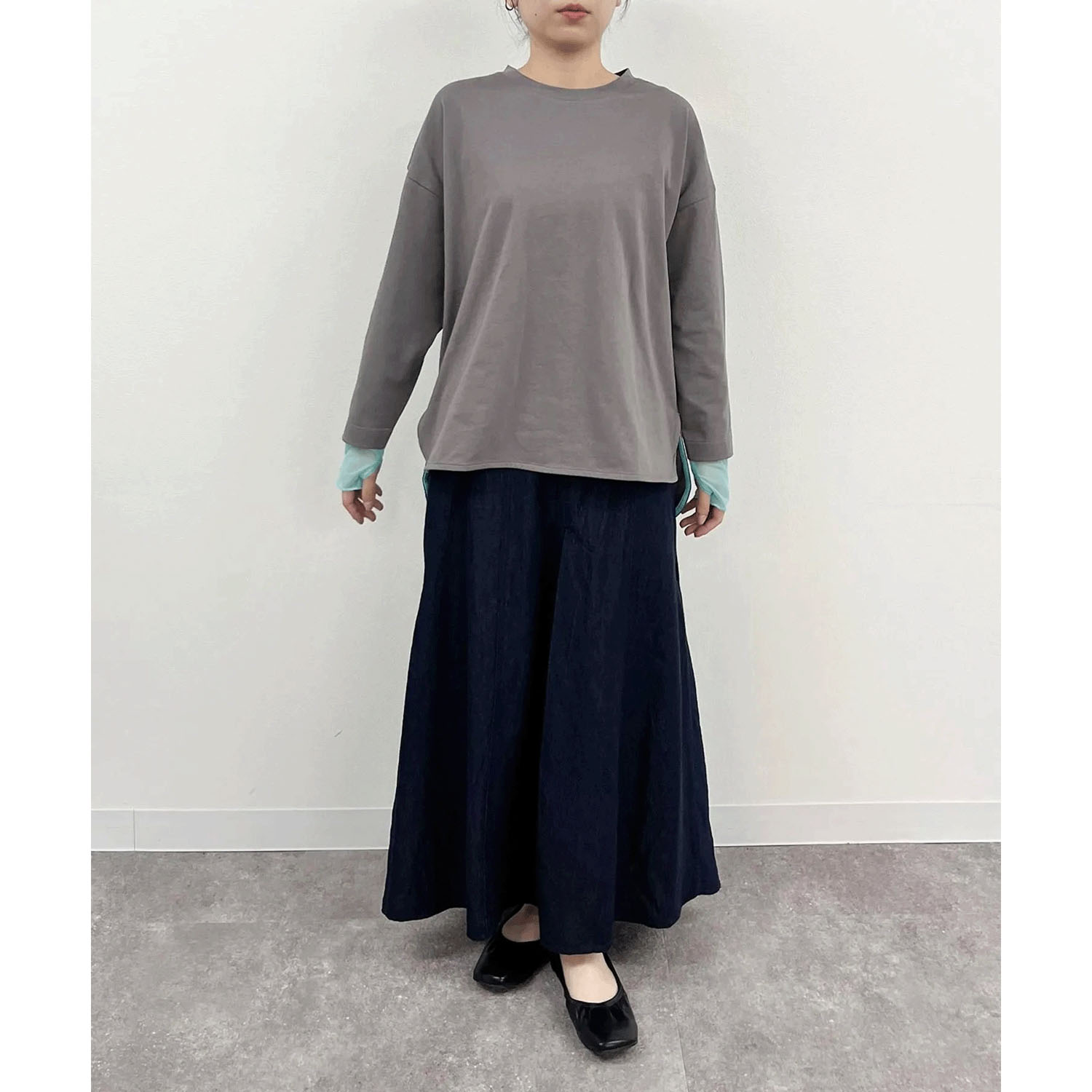 vingtrois 袖口シアー切替無地ロンT - 画像12