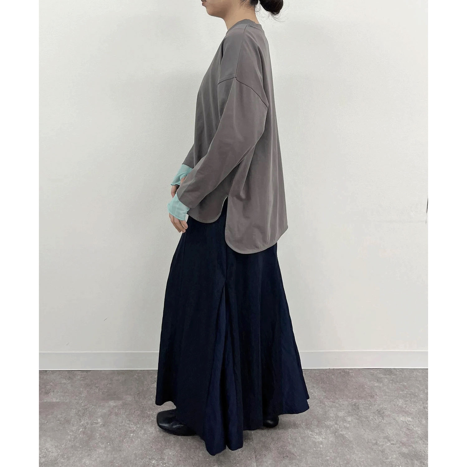 vingtrois 袖口シアー切替無地ロンT - 画像13