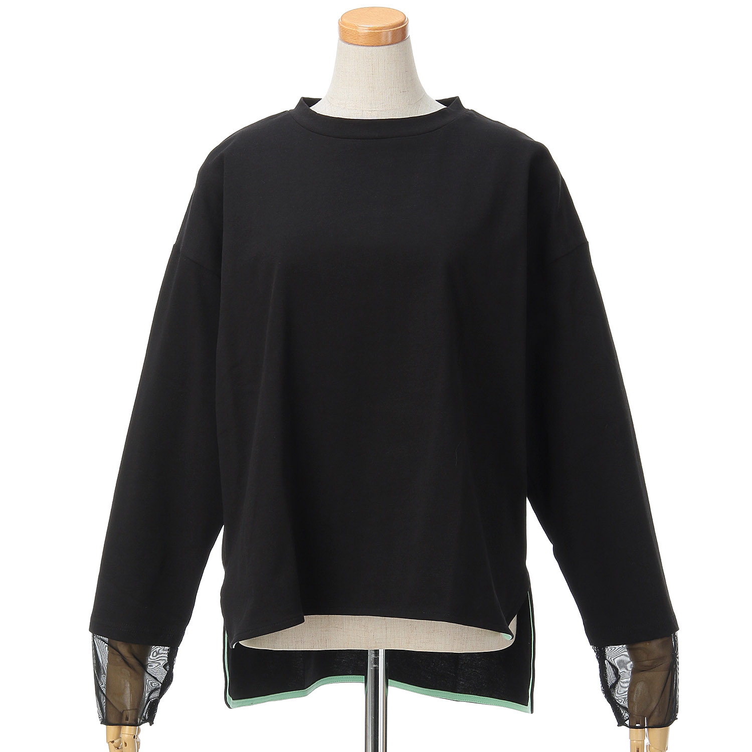 vingtrois 袖口シアー切替無地ロンT - 画像16