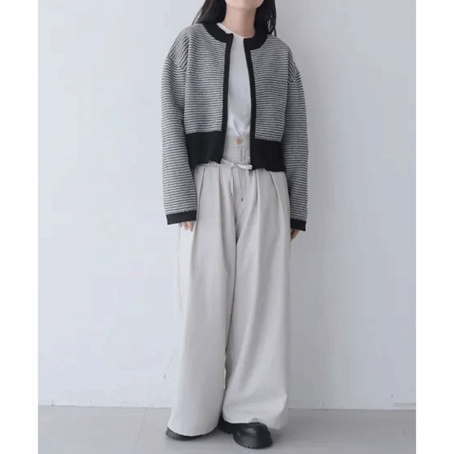 vingtrois ボーダーニットカーデ - 画像10