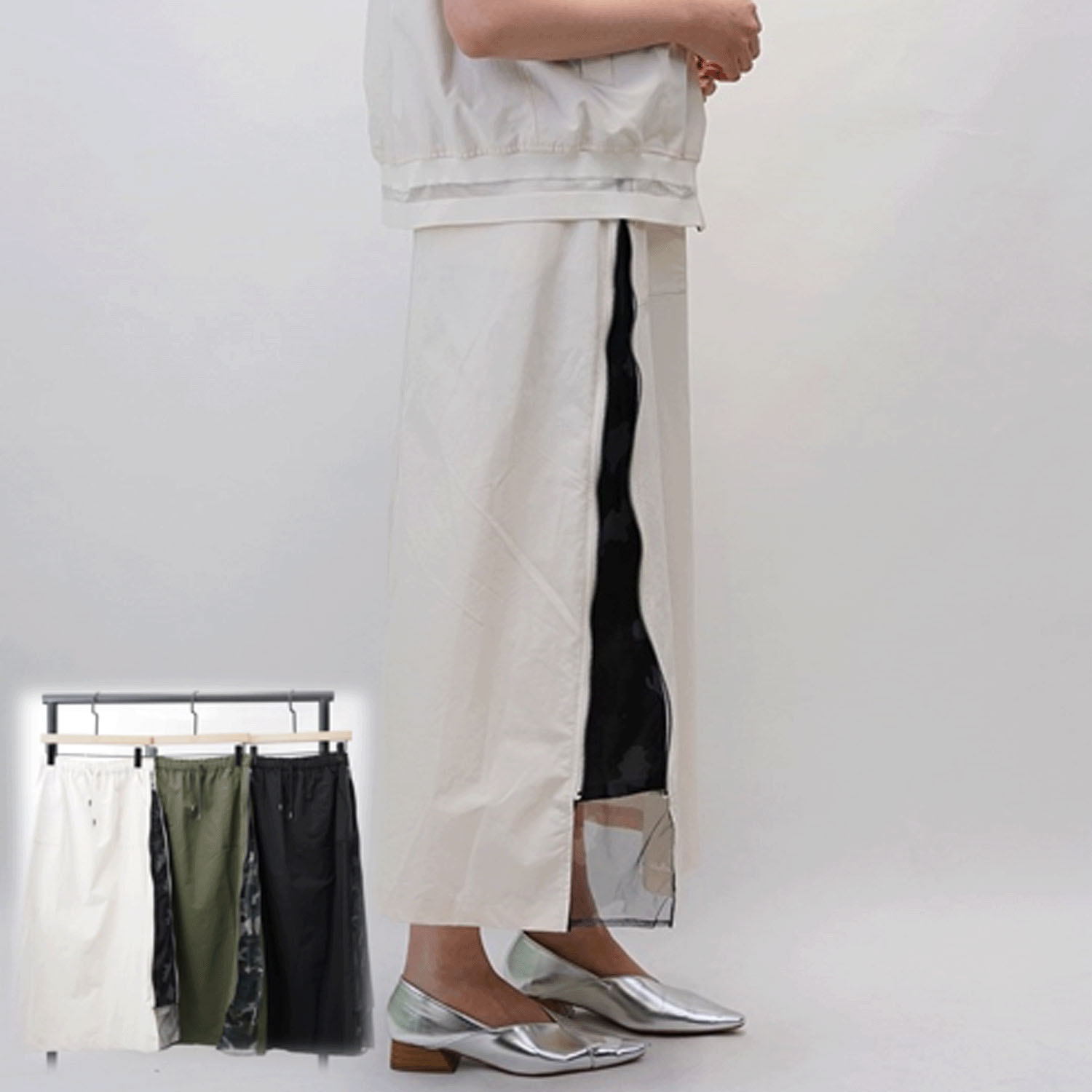 33℃／サイドZIP迷彩フレアスカート - 画像1