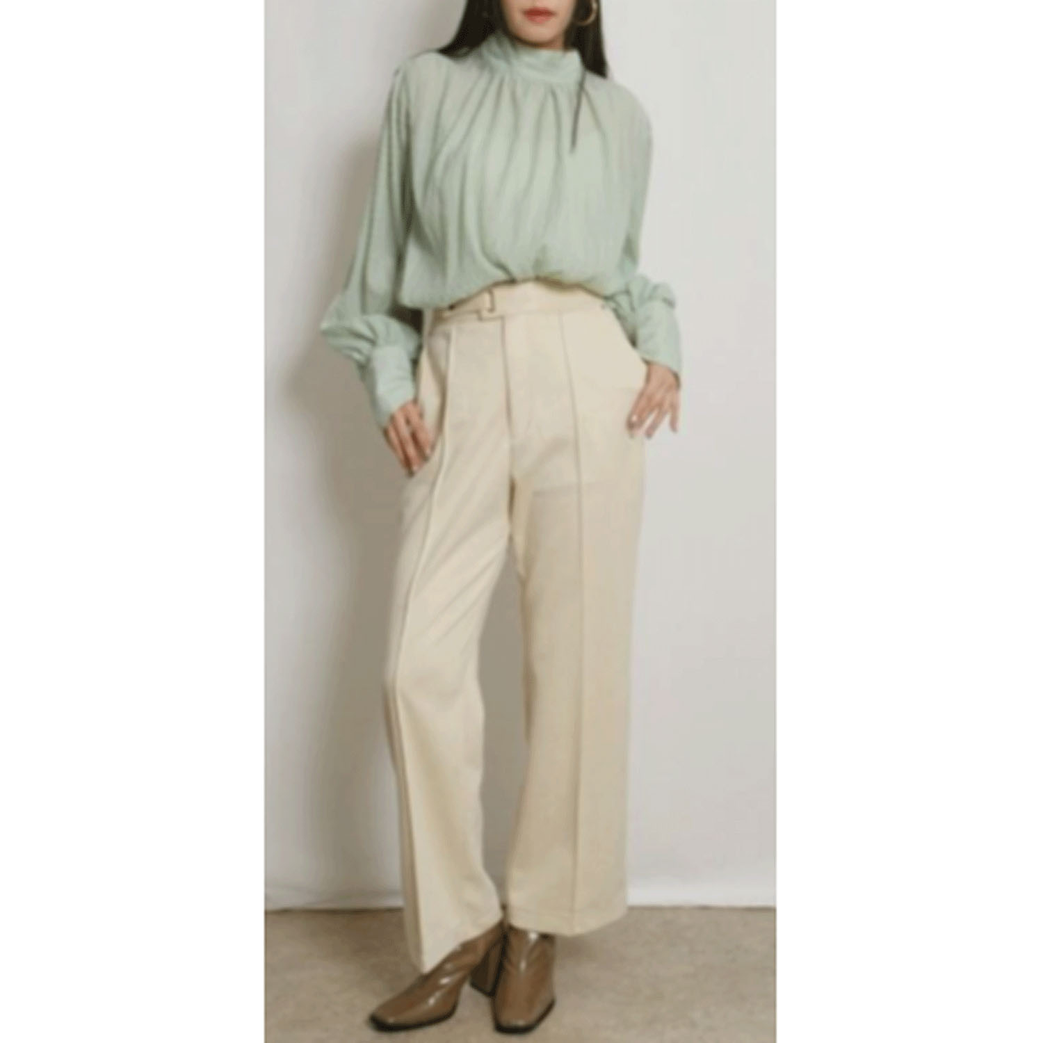 Palm Riche シアーボウタイブラウス - 画像9