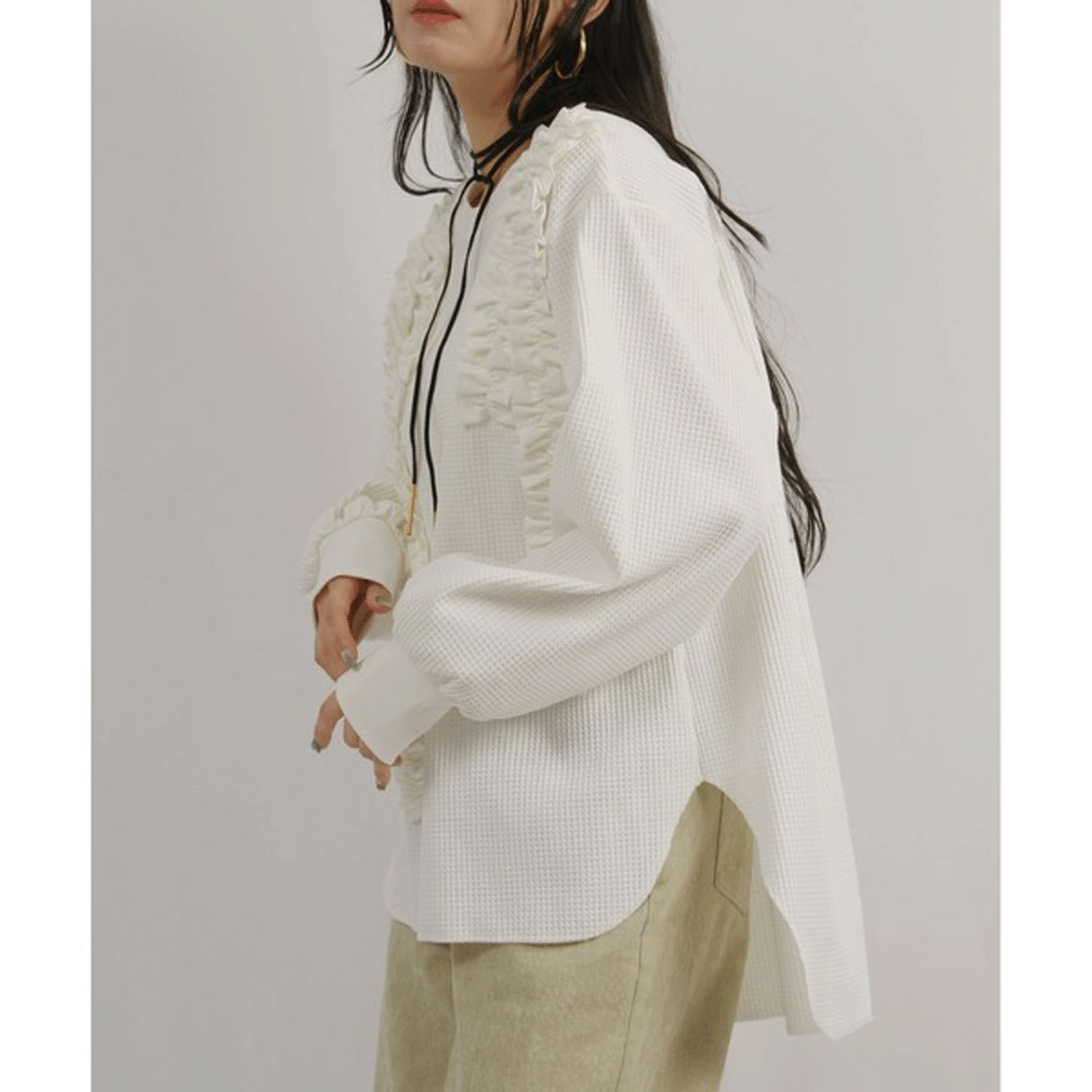 Palm Riche  ランダムフリルワッフルトップス - 画像4