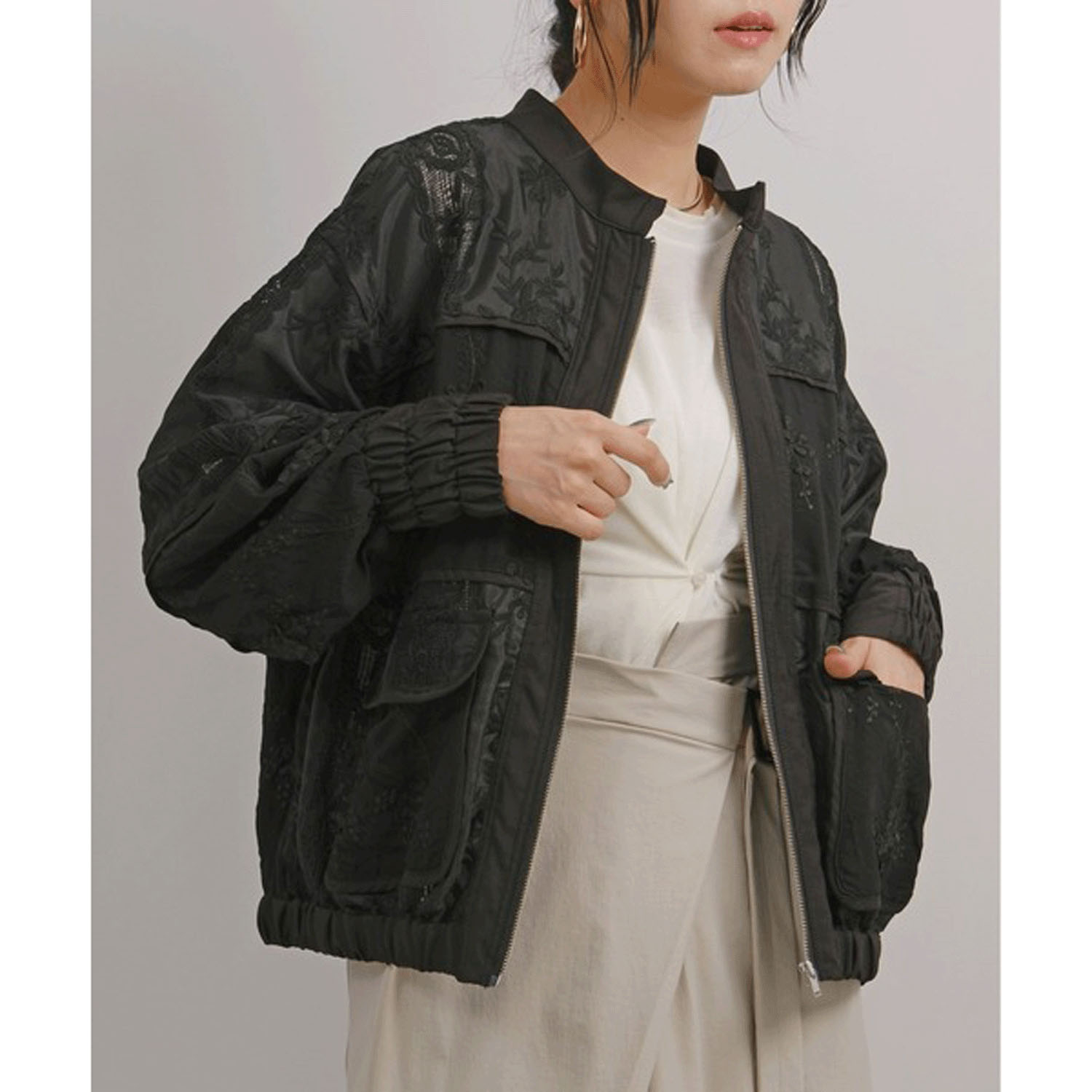 Palm Riche  パッチワークレースブルゾン - 画像9