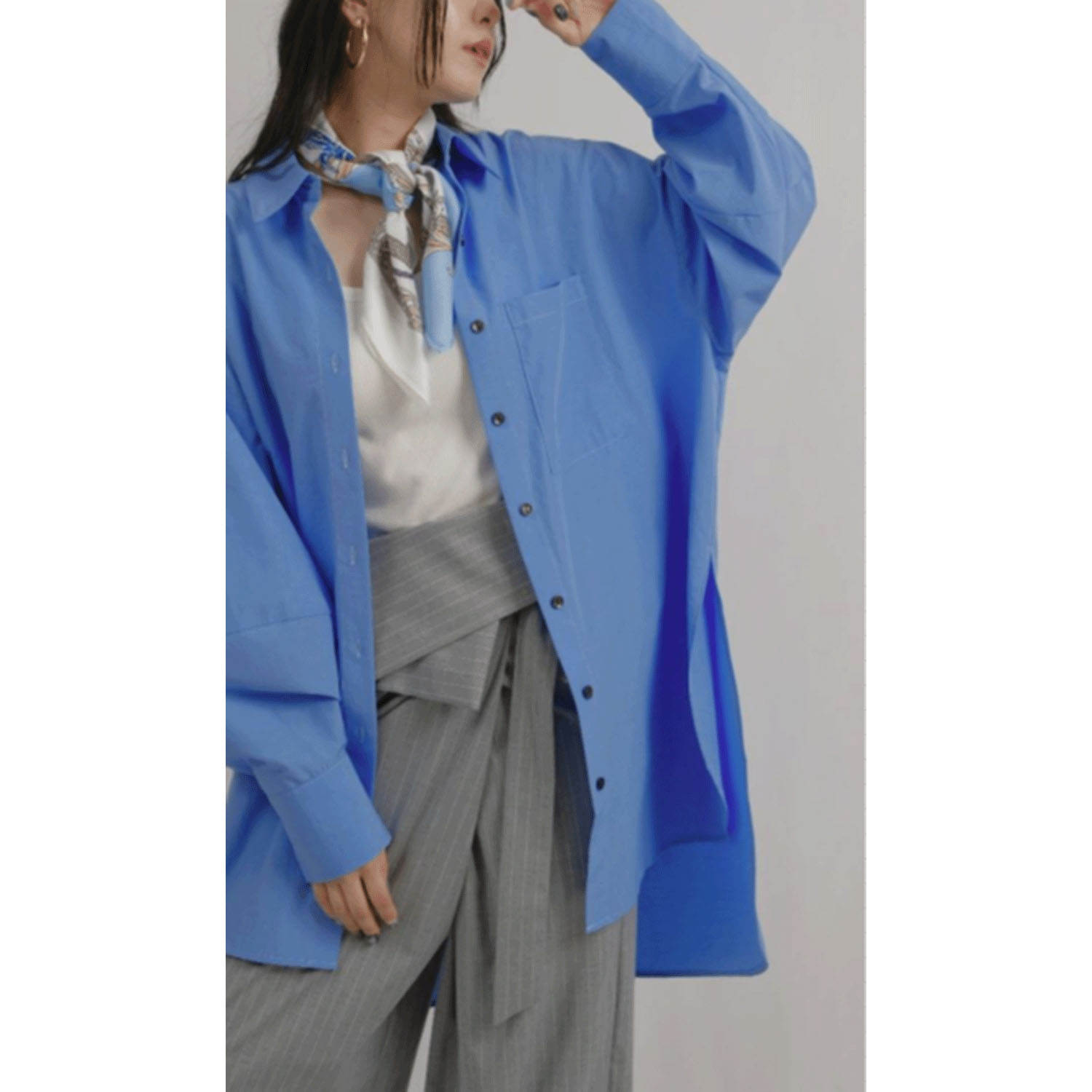 Palm Riche スカーフ付チュニックシャツ - 画像6