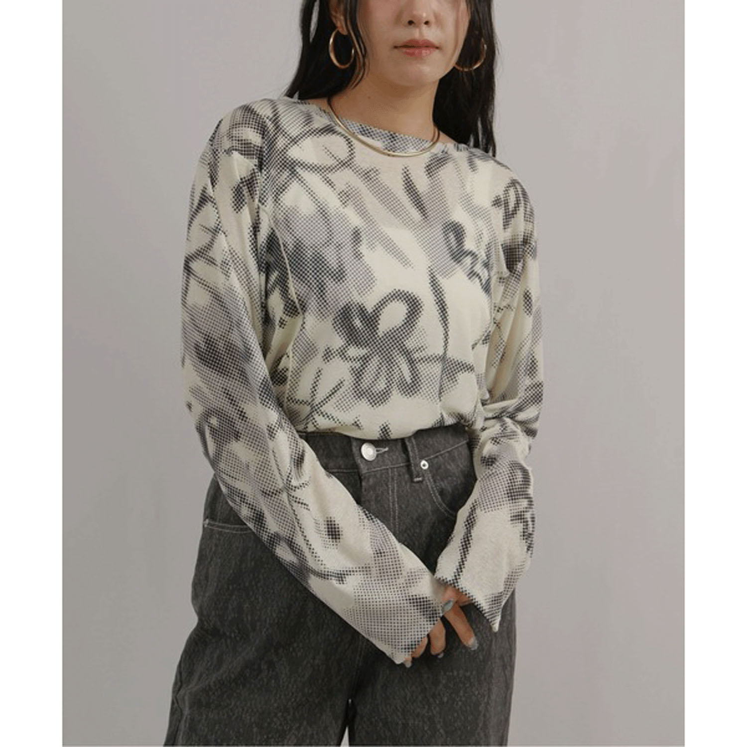 Palm Riche ドットレトロ柄シアートップス - 画像2