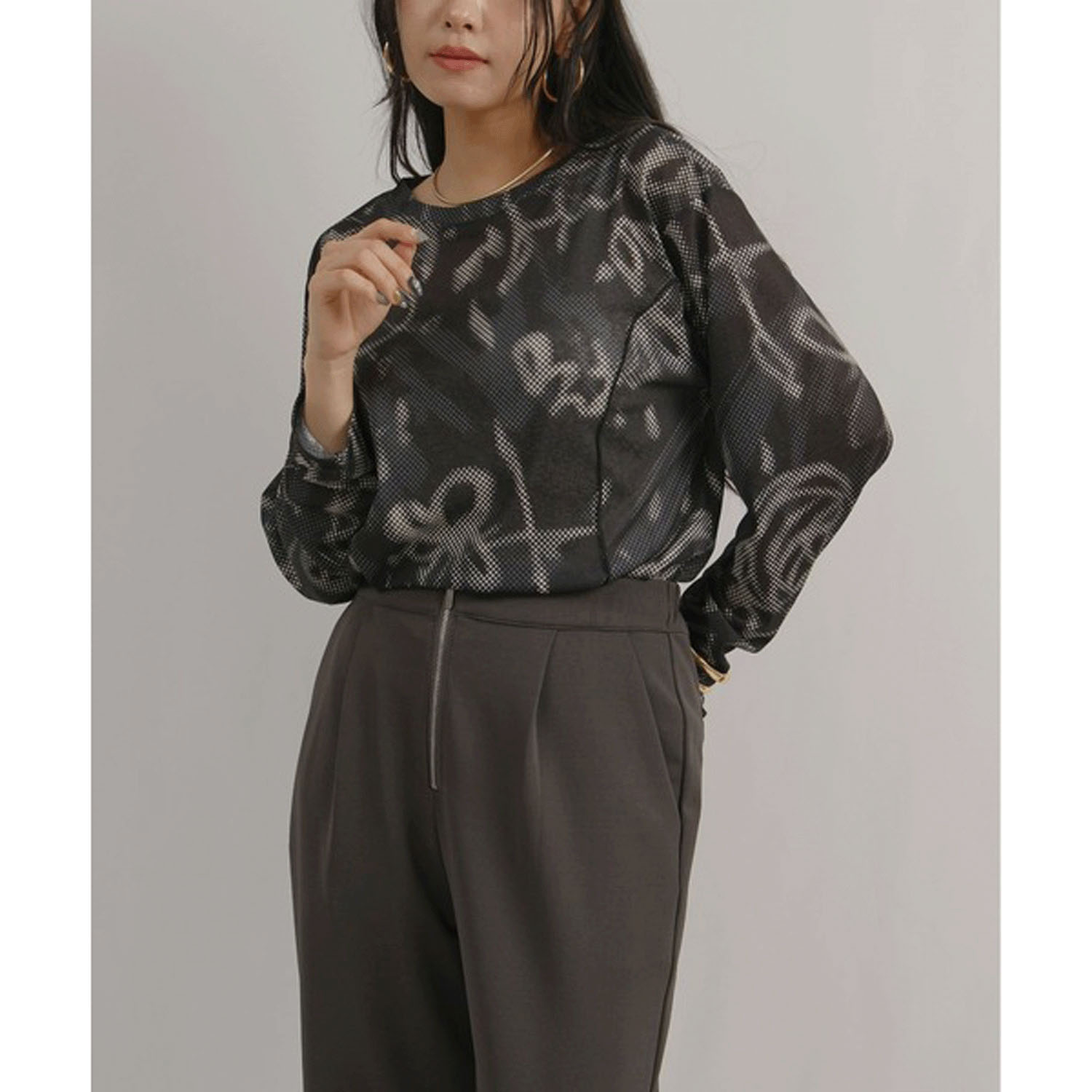 Palm Riche ドットレトロ柄シアートップス - 画像11