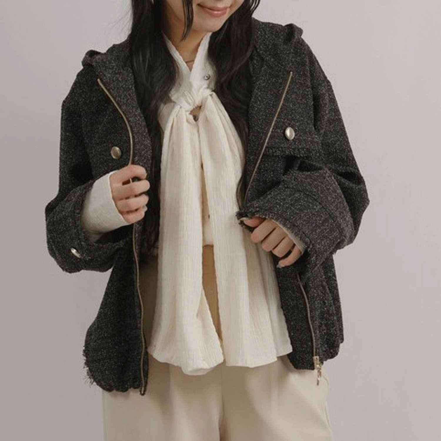 Palm Riche ツイードジップパーカー - 画像12