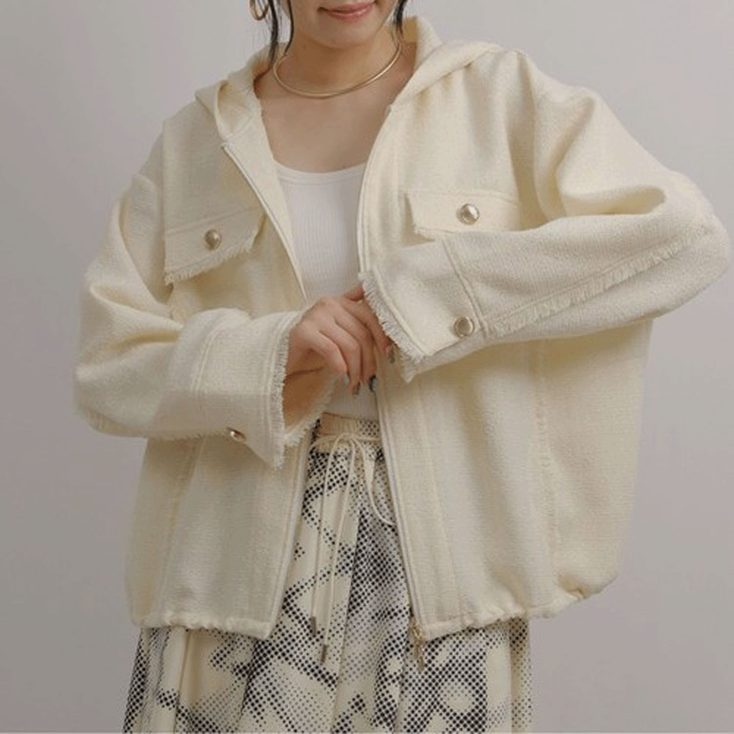 Palm Riche ツイードジップパーカー - 画像4