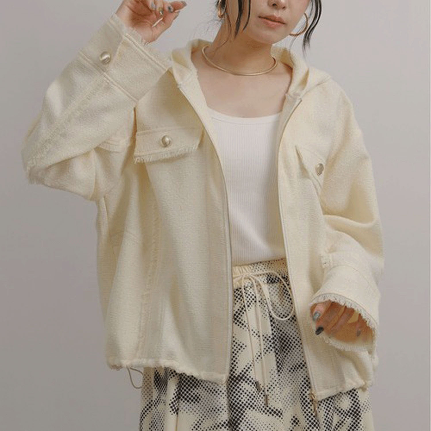 Palm Riche ツイードジップパーカー - 画像1