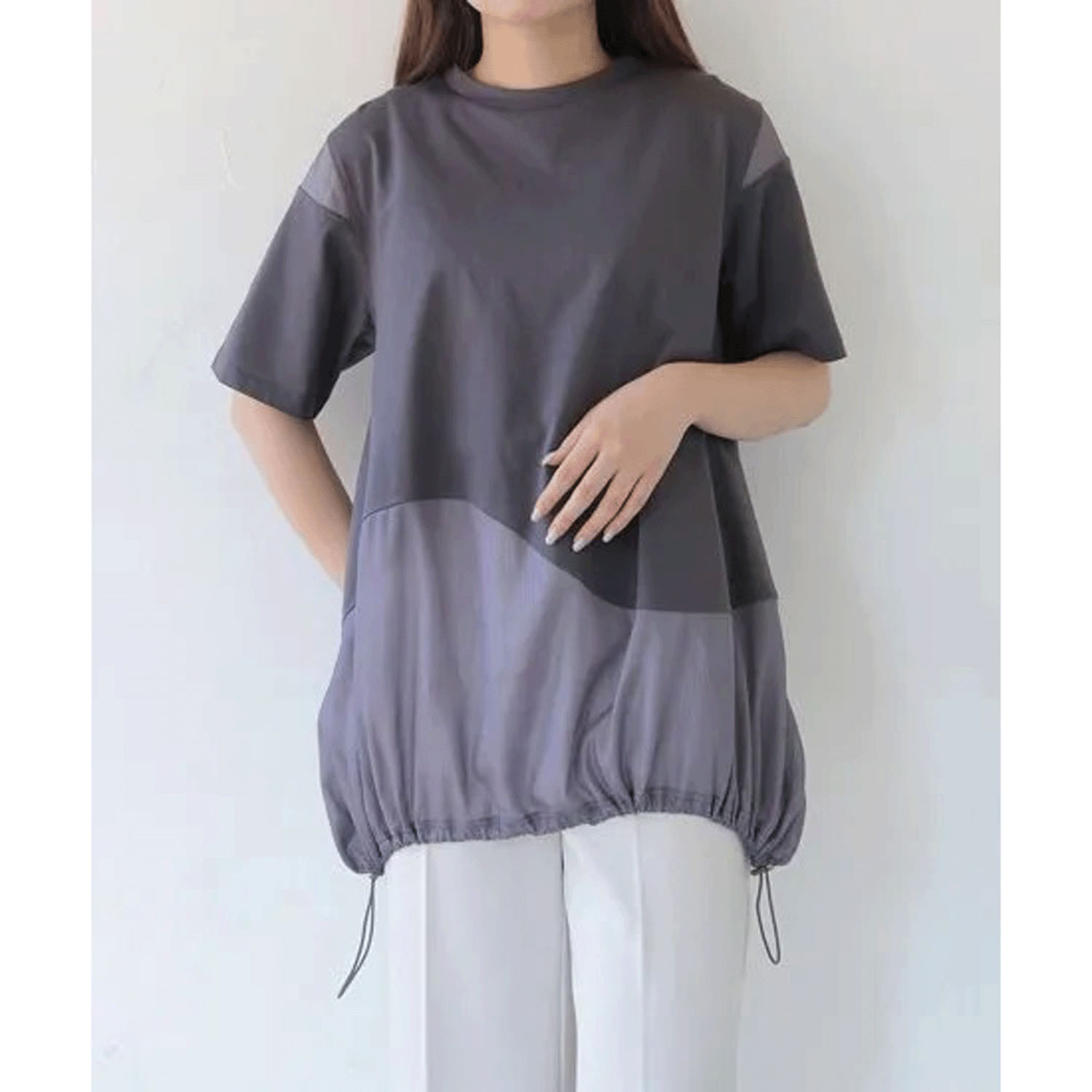 【動画あり】Vingtrois シアー切替ウェーブデザインプルオーバー - 画像4