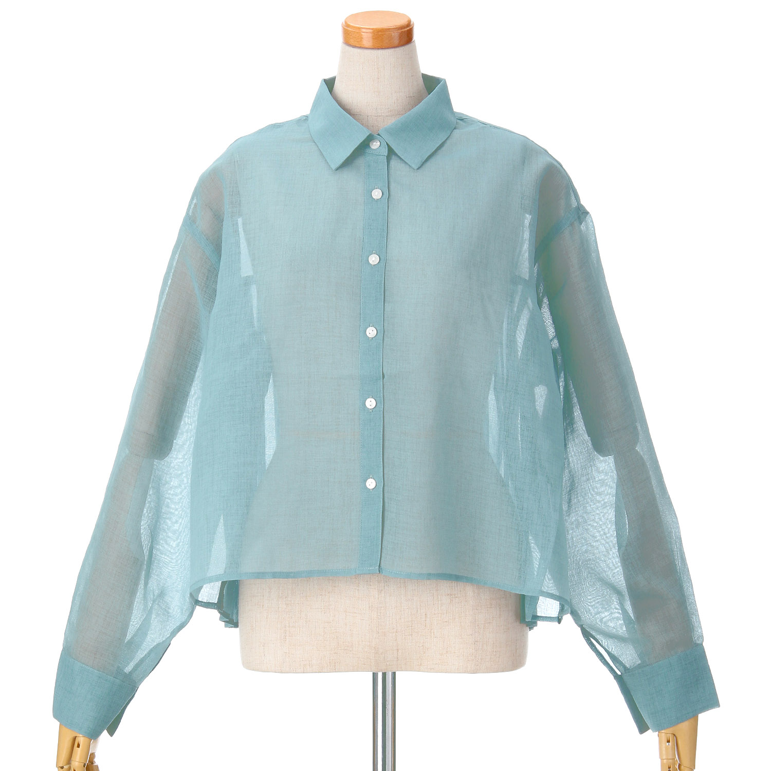 Emilyan シアーリネンライクプリーツブラウス