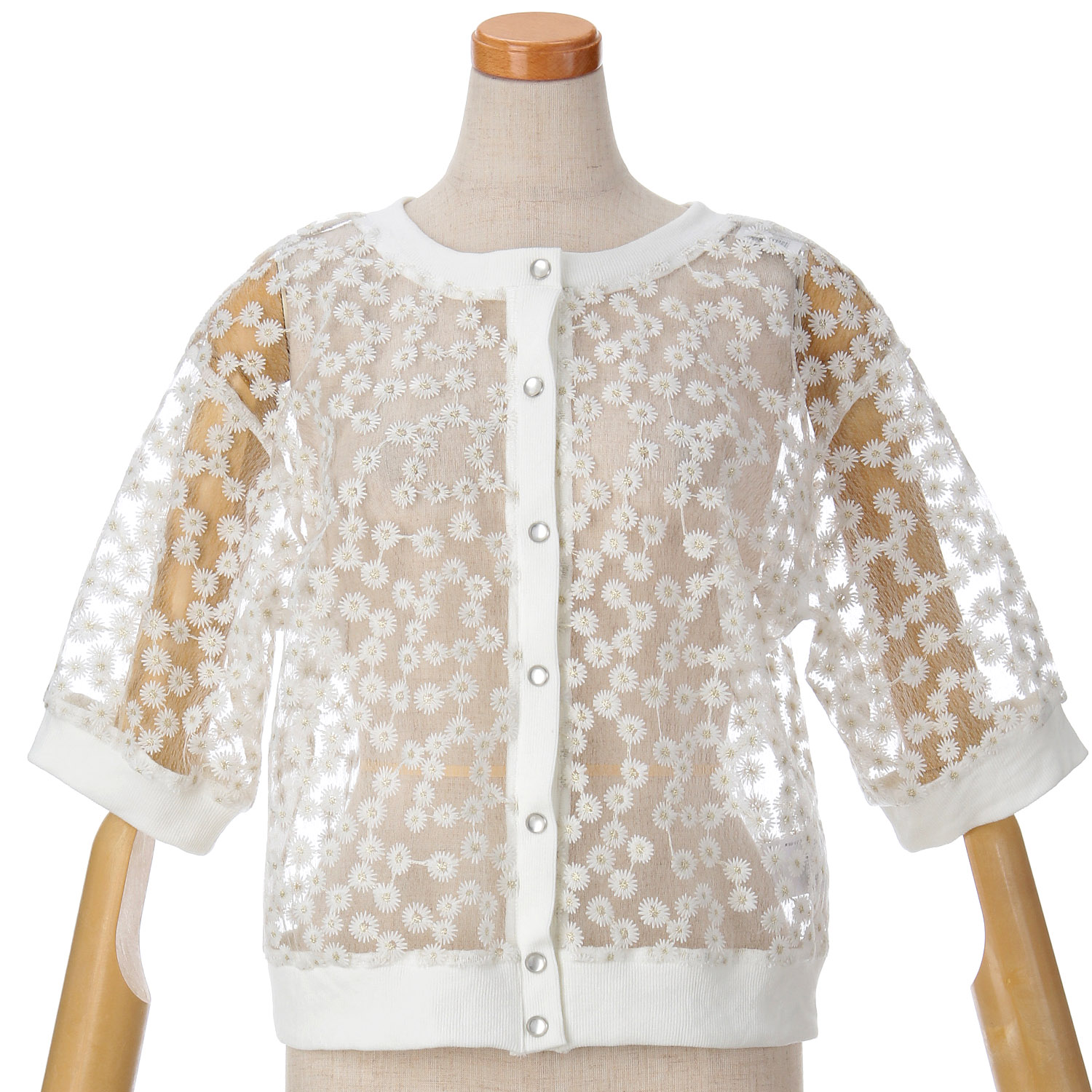 Emilyan デイジー刺しゅうレースブラウス - 画像2