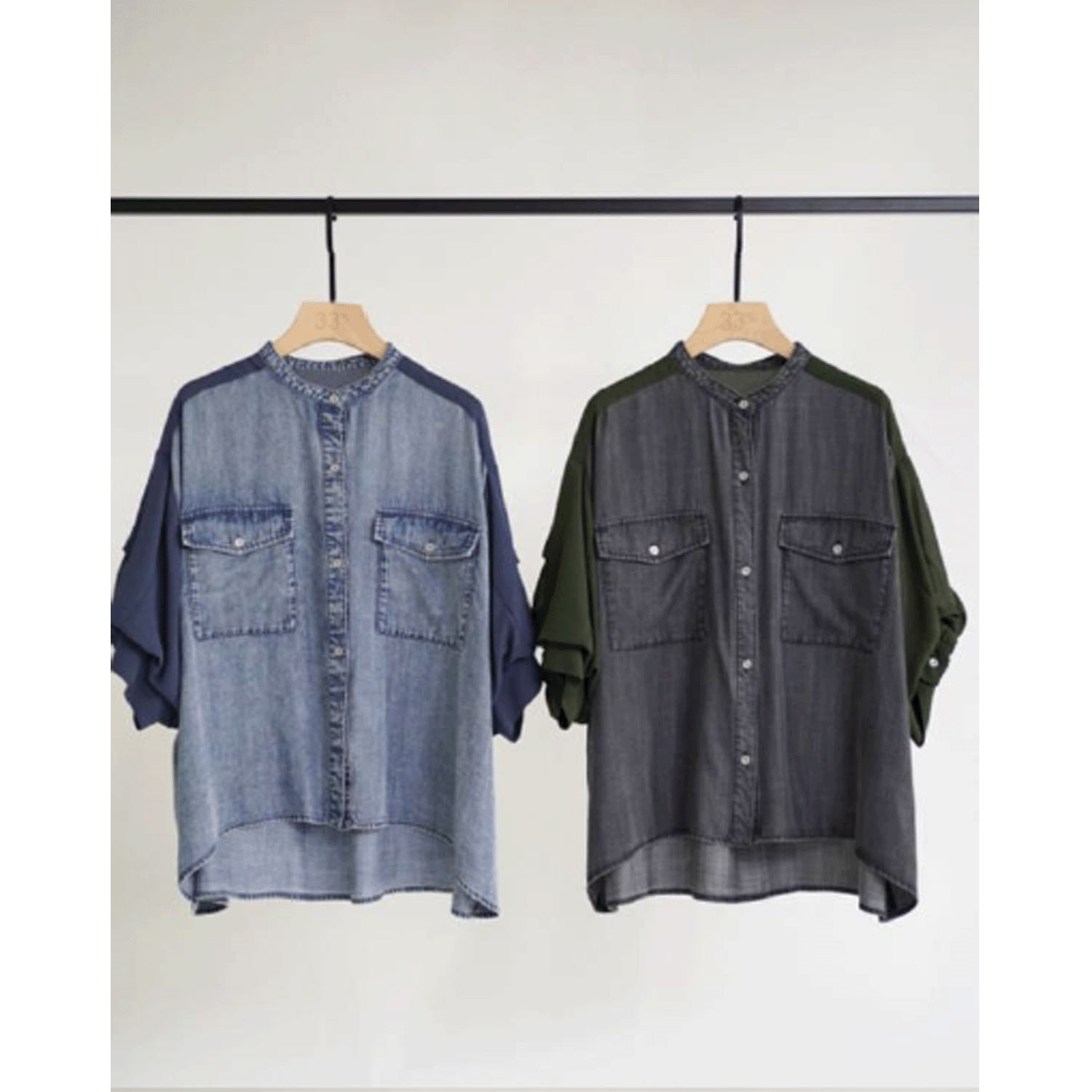 33℃ テンセルデニム切替ダブルポケットシャツ - 画像2