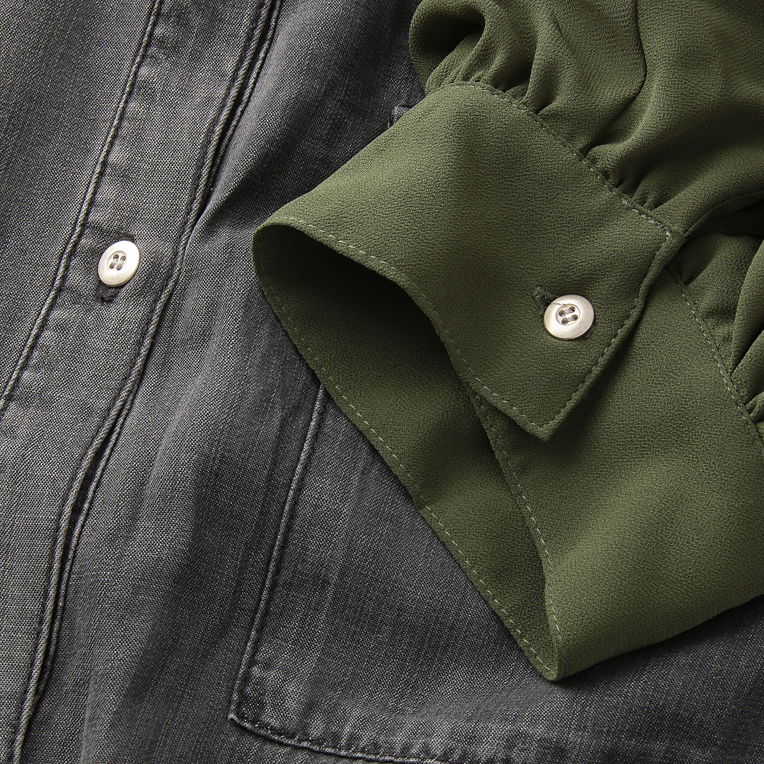 33℃ テンセルデニム切替ダブルポケットシャツ - 画像7