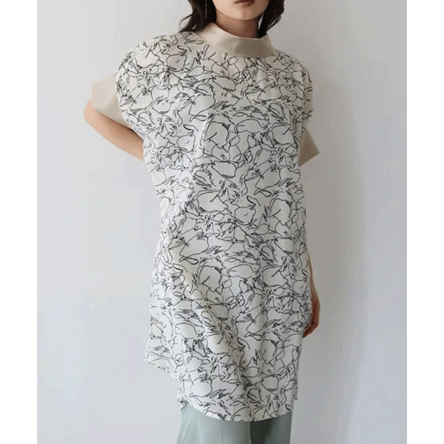 vingtrois  ウェーブボタンニュアンス柄ブラウス - 画像7