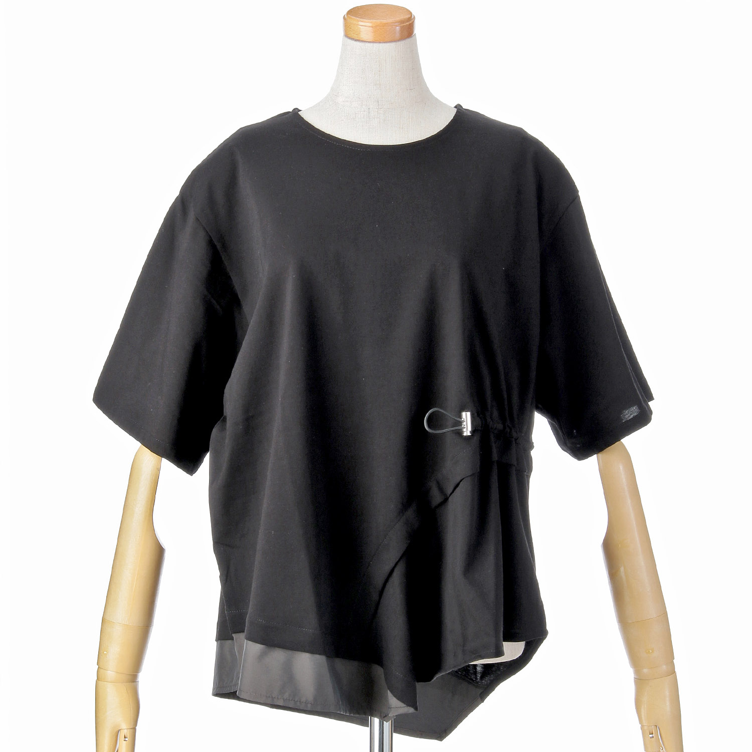 vingtrois ドライタッチコットンアシメドロストTシャツ - 画像3