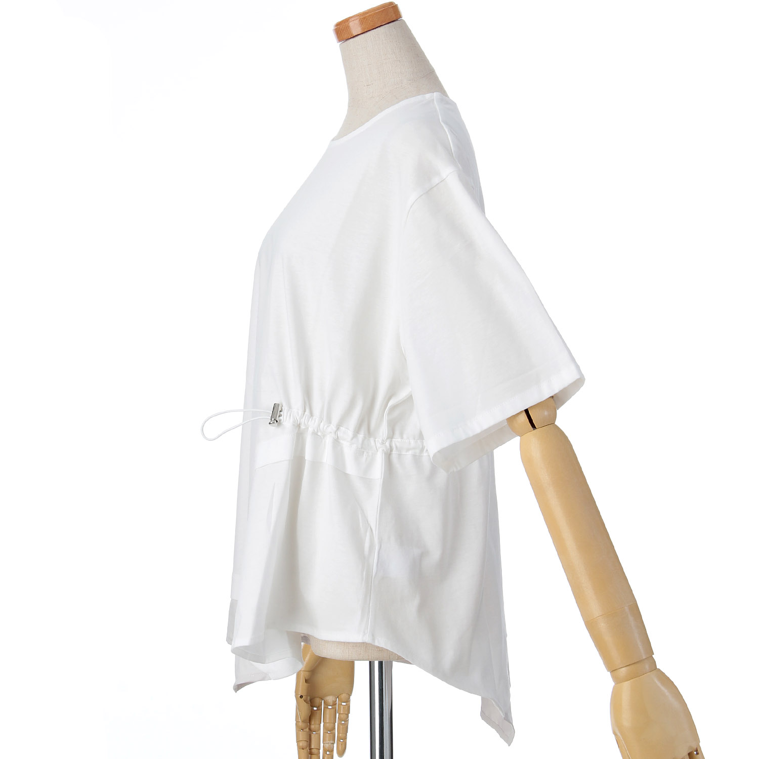 vingtrois ドライタッチコットンアシメドロストTシャツ - 画像5