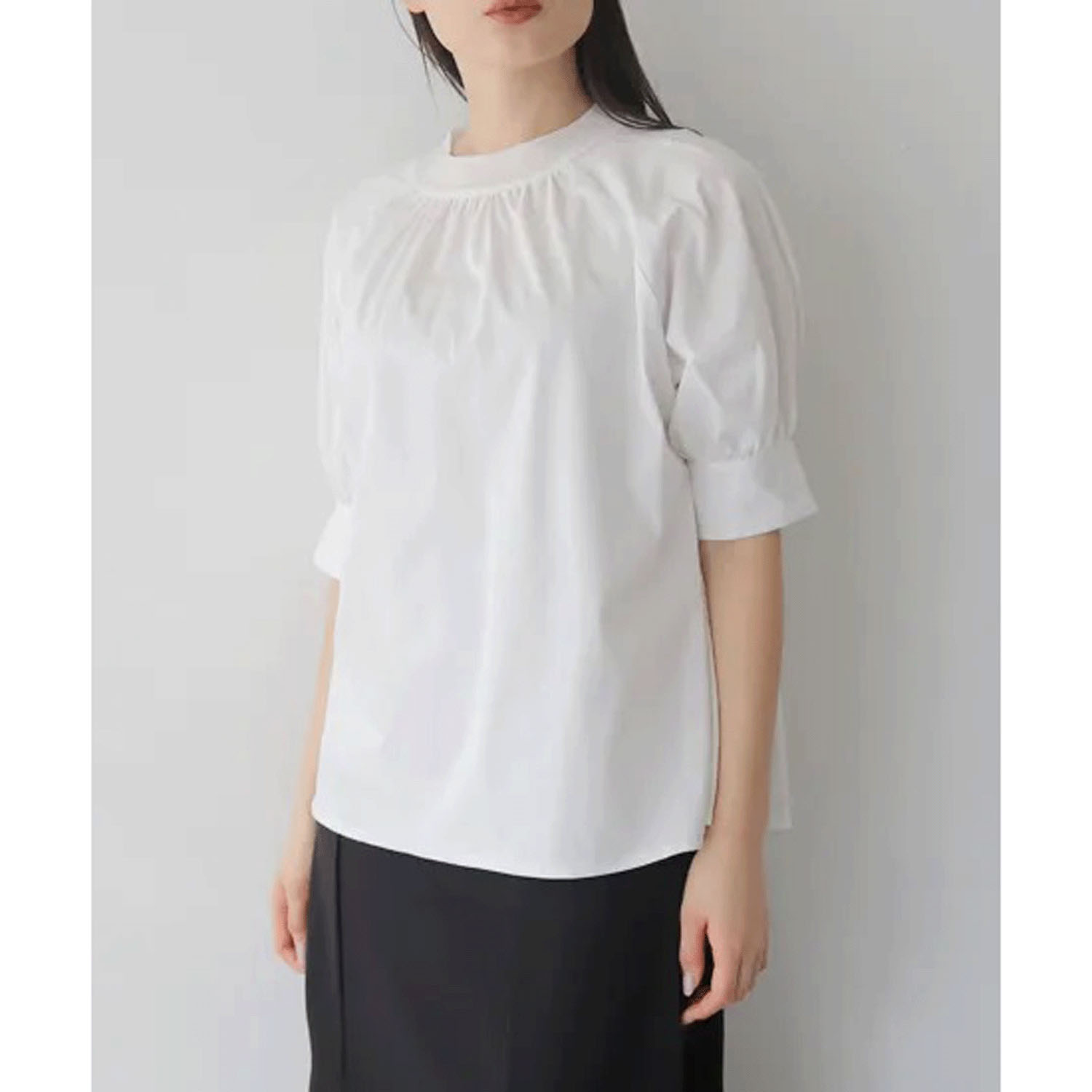 vingtrois シルケットギャザーTブラウス - 画像3