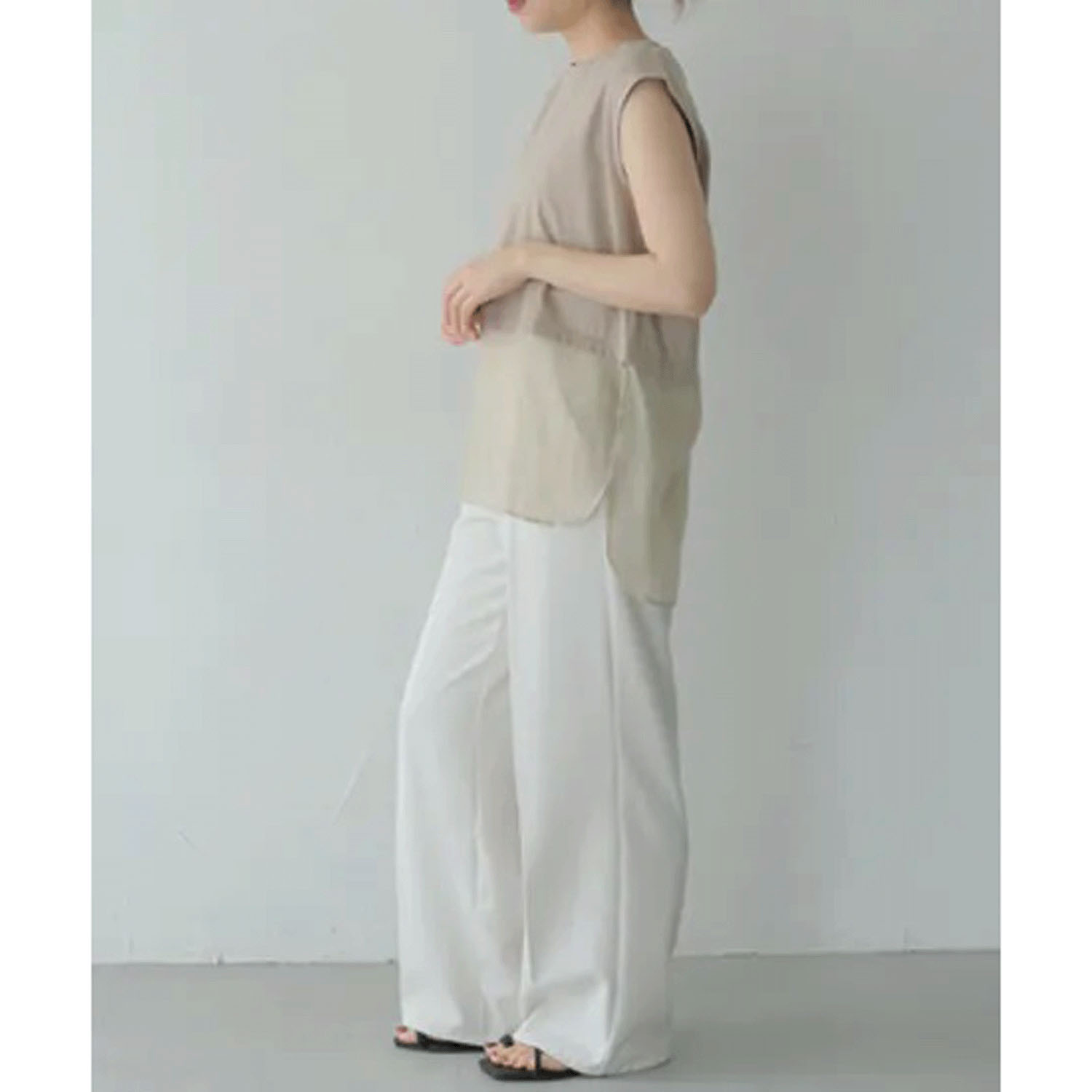 vingtrois 裾シアー切替ノースリーブ - 画像5