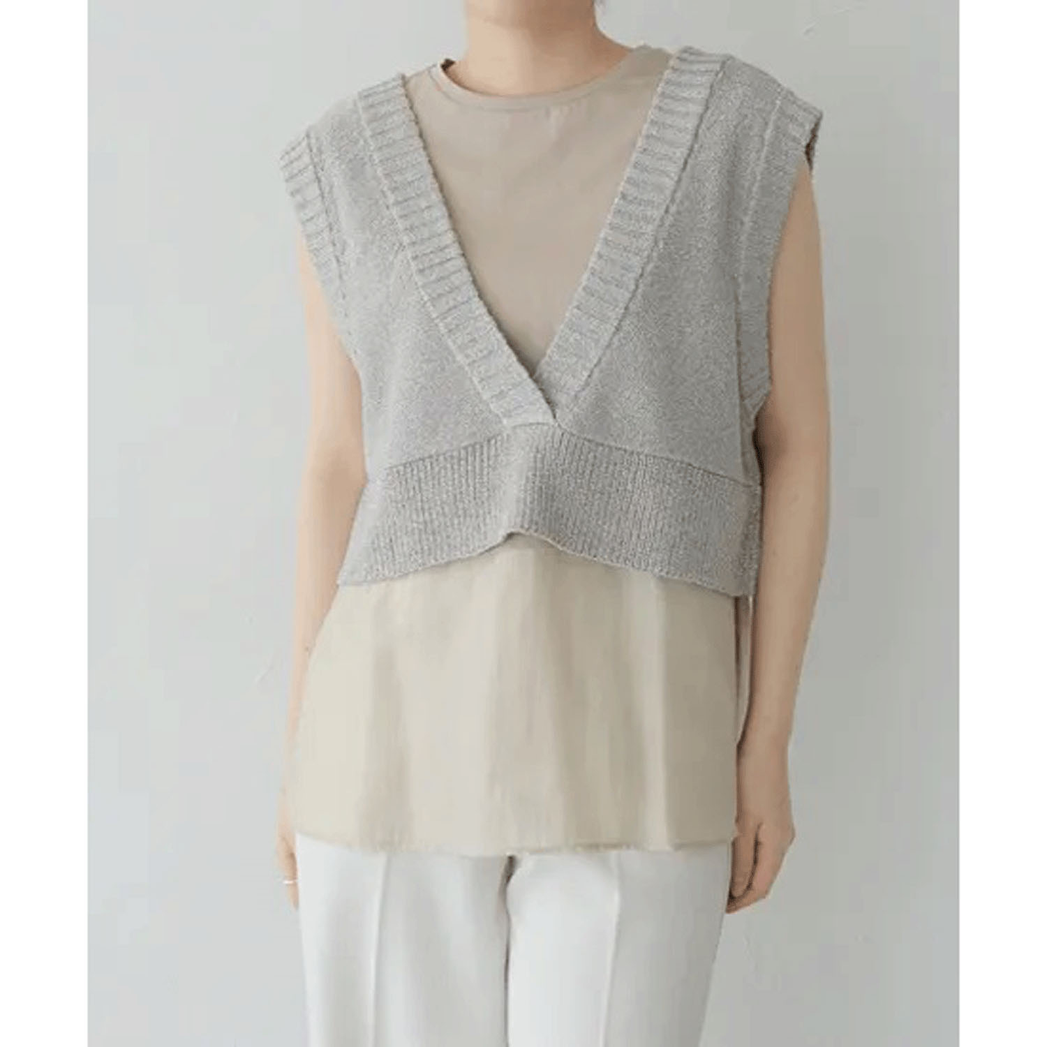 vingtrois 裾シアー切替ノースリーブ - 画像9