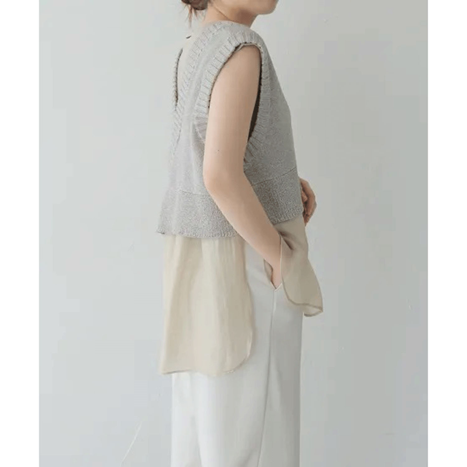 vingtrois 裾シアー切替ノースリーブ - 画像10