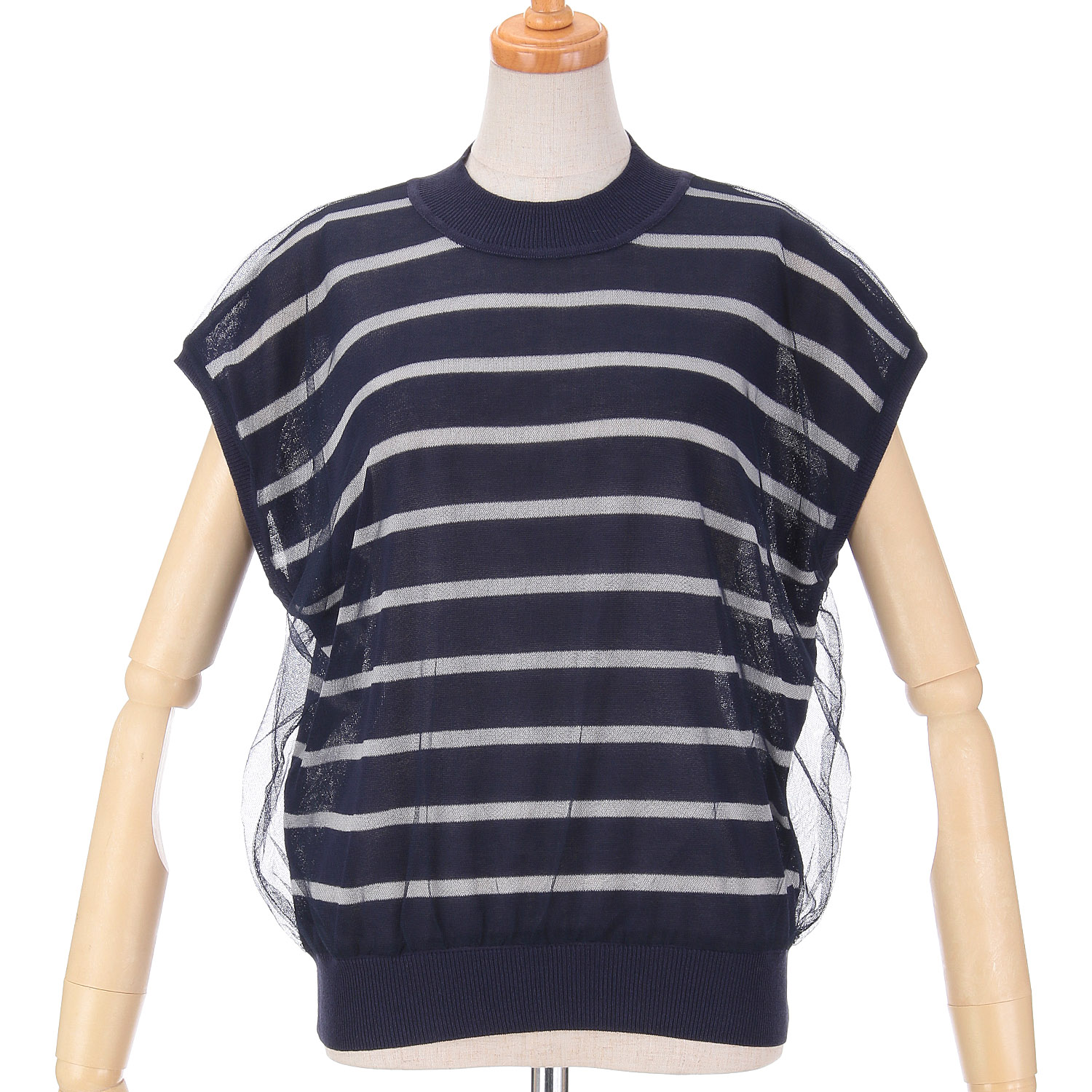 vingtrois チュール重ね着ボーダープルオーバー - 画像14