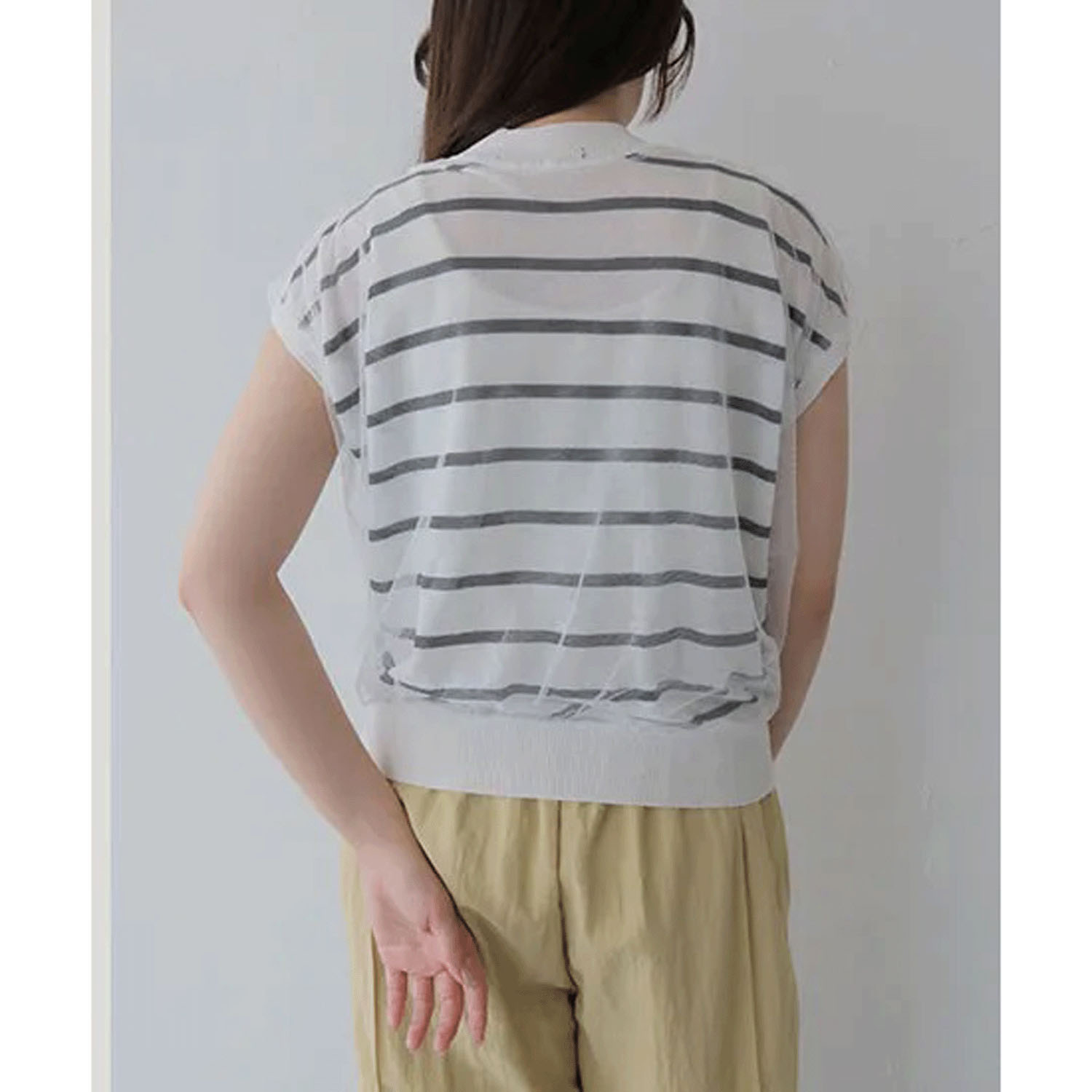 vingtrois チュール重ね着ボーダープルオーバー - 画像4