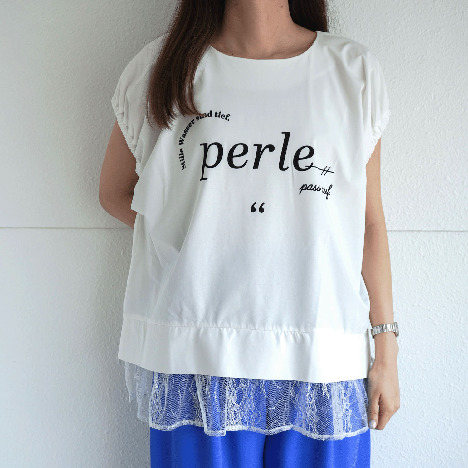 Palm Riche レイヤードライクレースTシャツ - 画像3