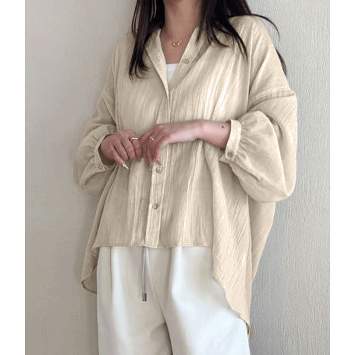 ザンパ 7分袖バンドカラーブラウス - 画像5