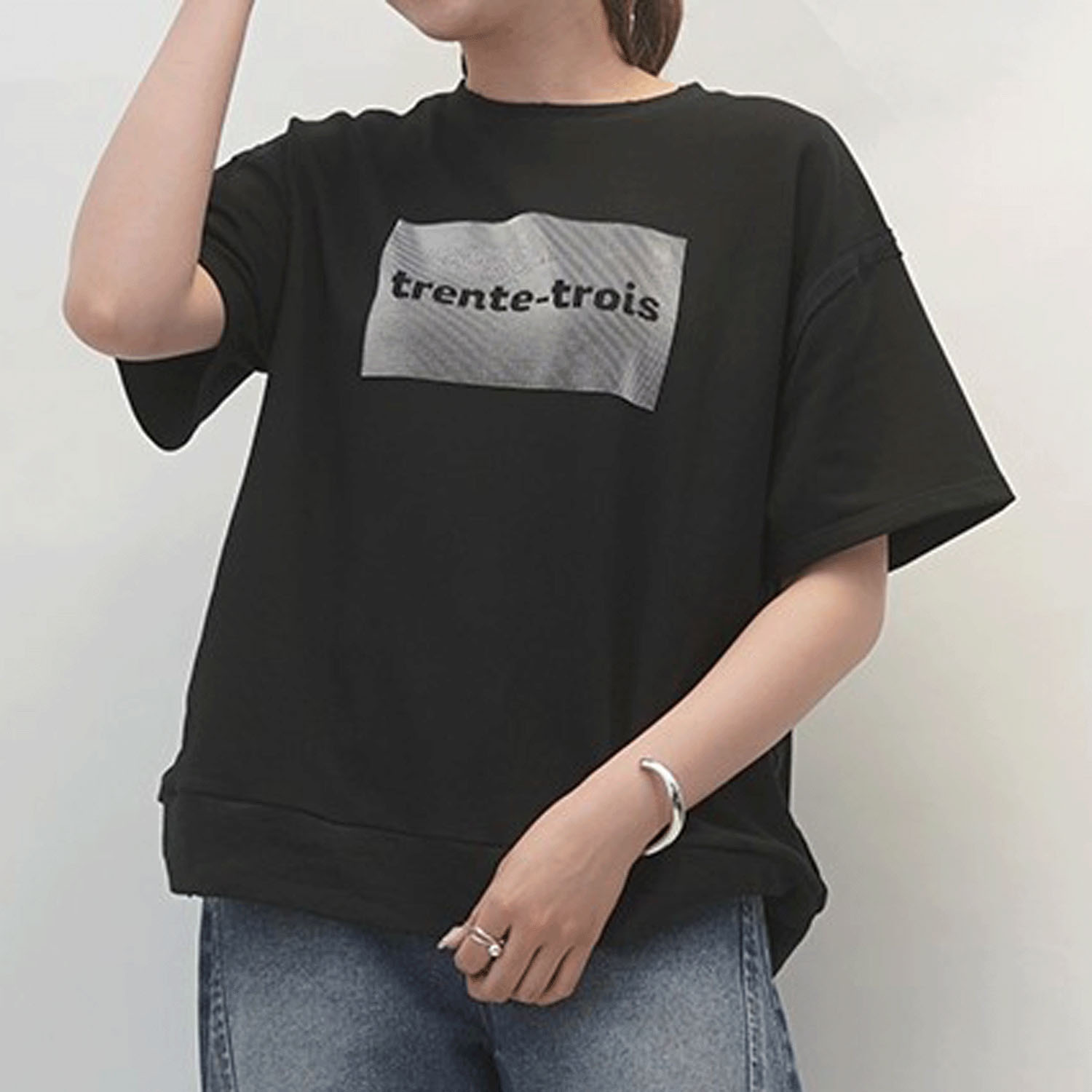 33℃ ラバーブラシプリントダメージ加工 Tシャツ - 画像1
