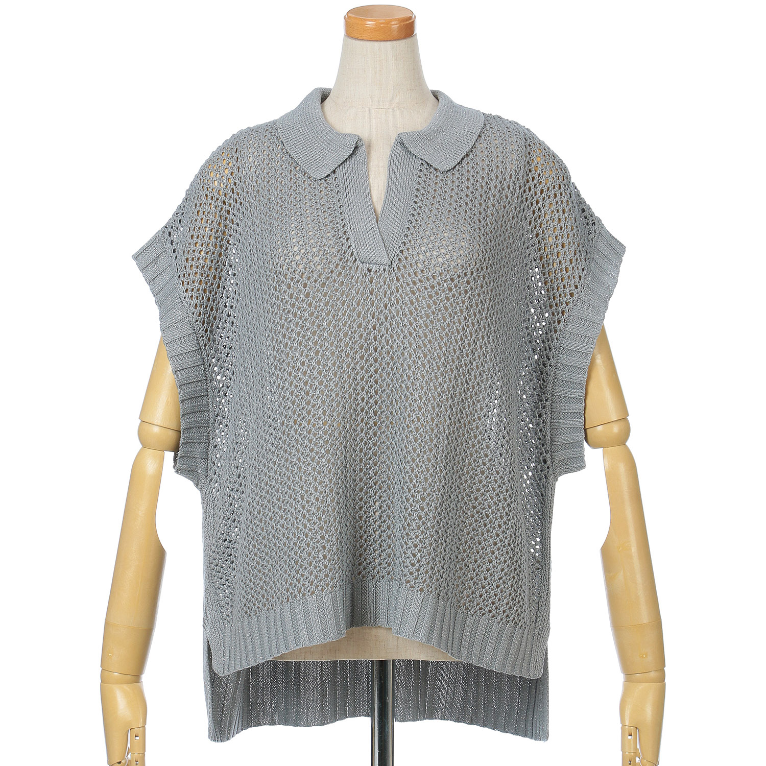 vingtrois ラメメッシュポロニット - 画像1