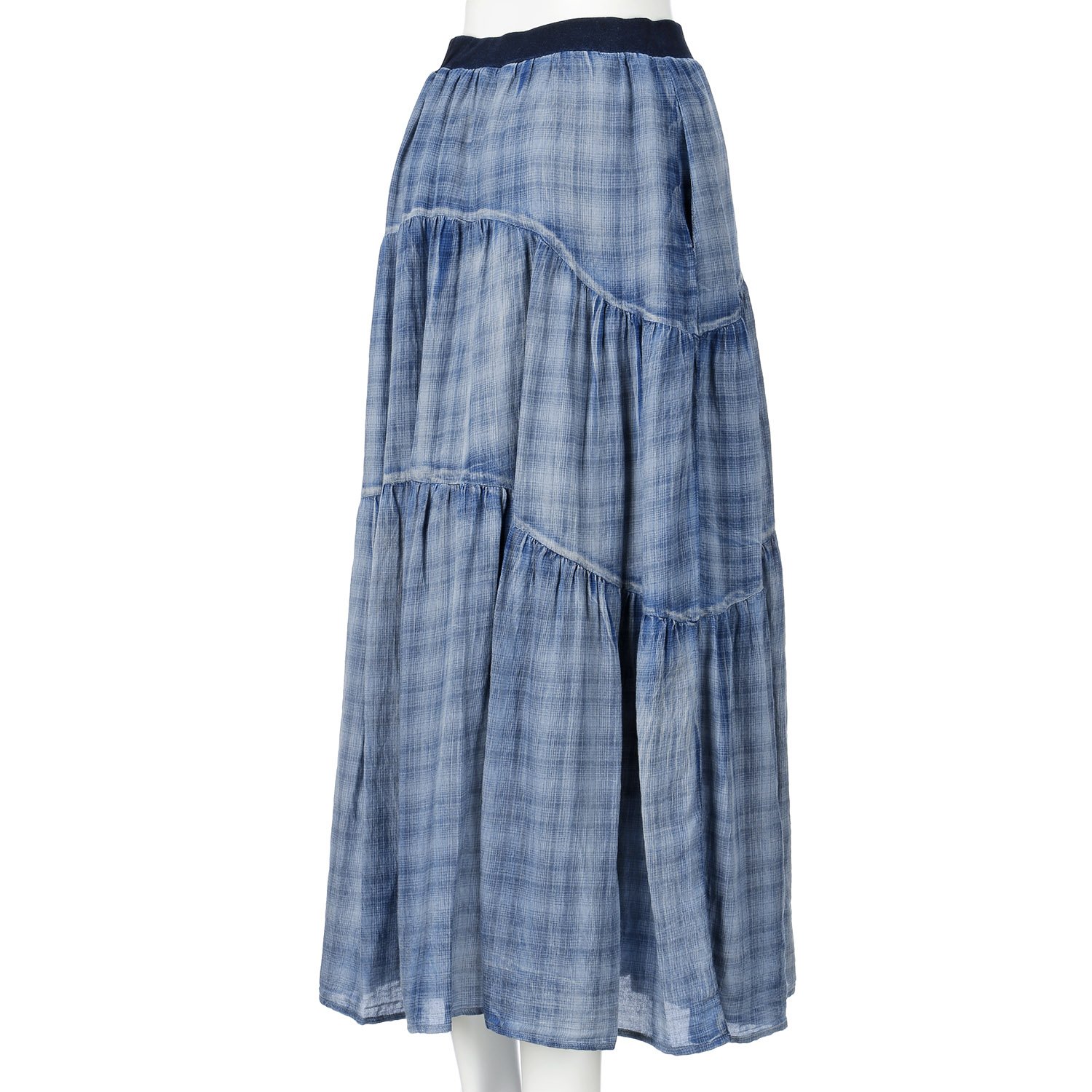 33℃ シアーデニムティアードパイピングフレアスカート - 画像9