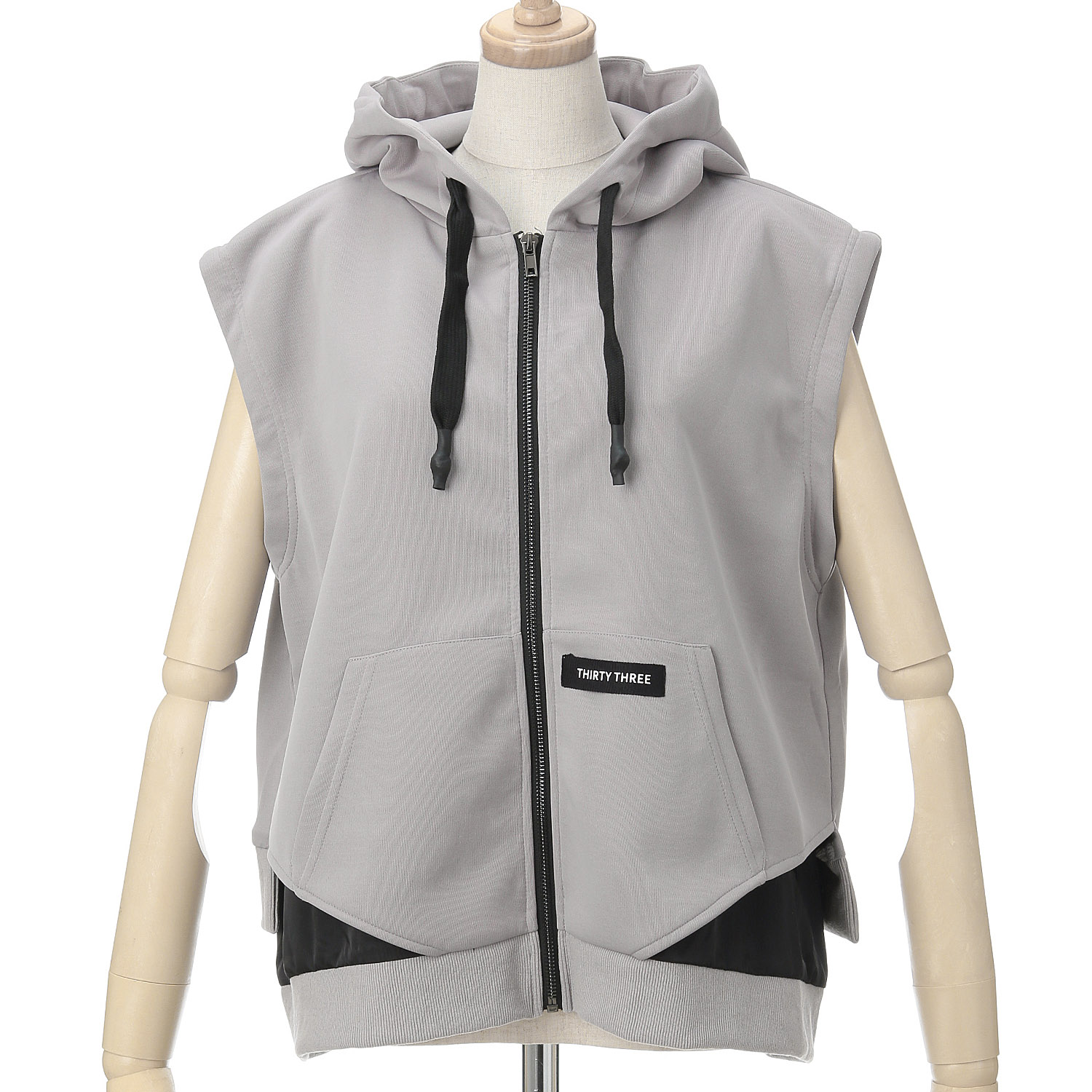 33℃ 配色切替レイヤードライクジップパーカーベスト - 画像4