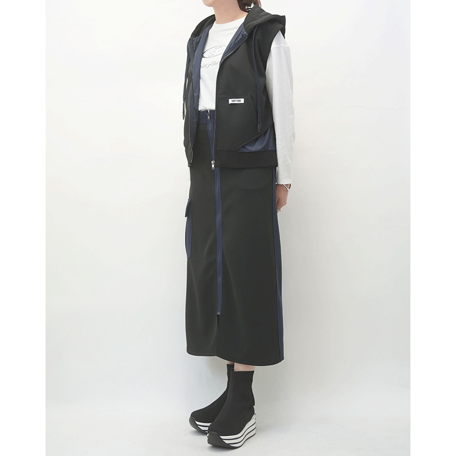 33℃ 配色切替レイヤードライクジップパーカーベスト - 画像8