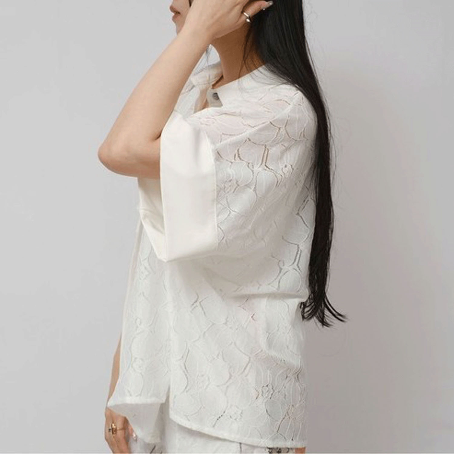 Palm Riche デニムレーストップス - 画像7