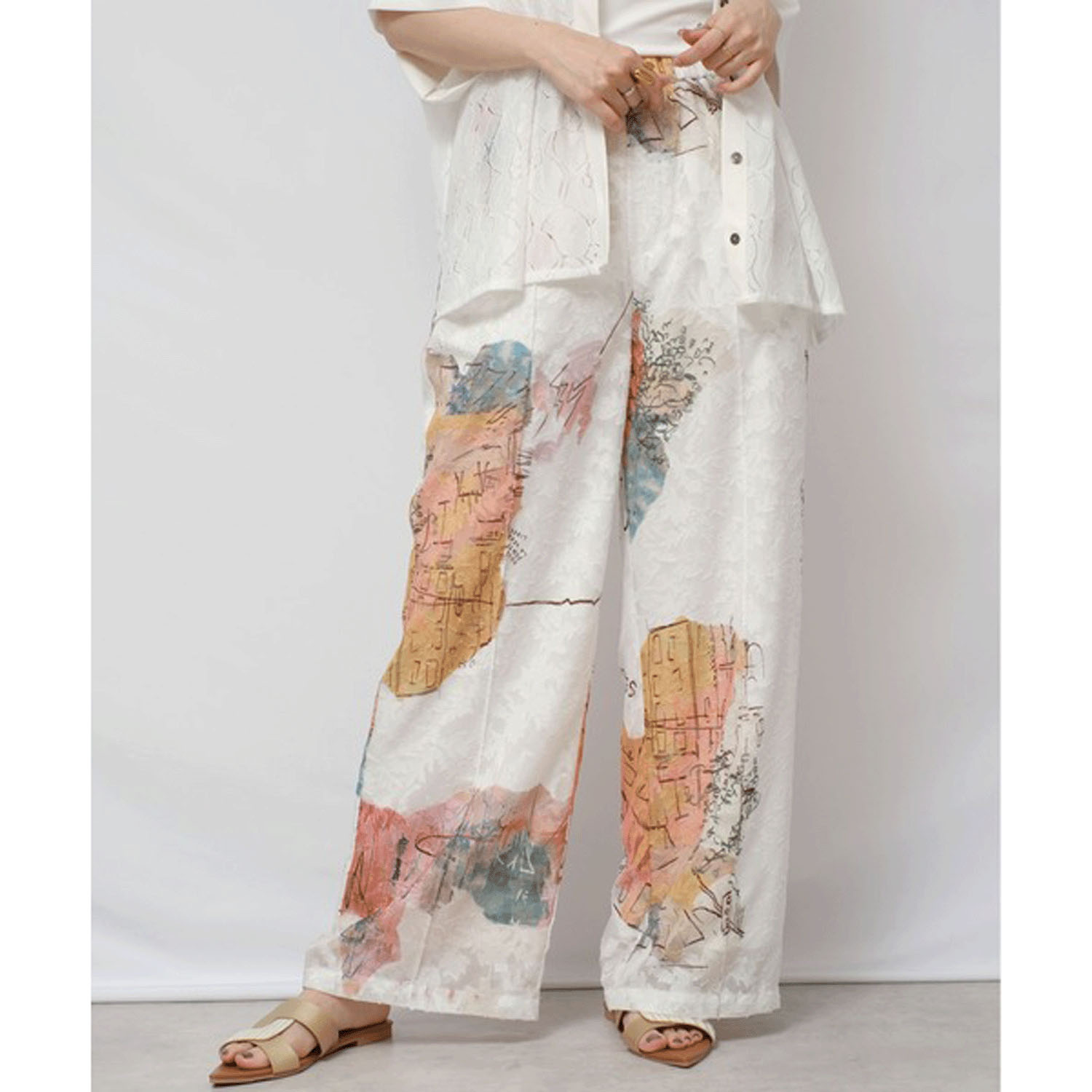 Palm Riche 風景アート柄パンツ - 画像2