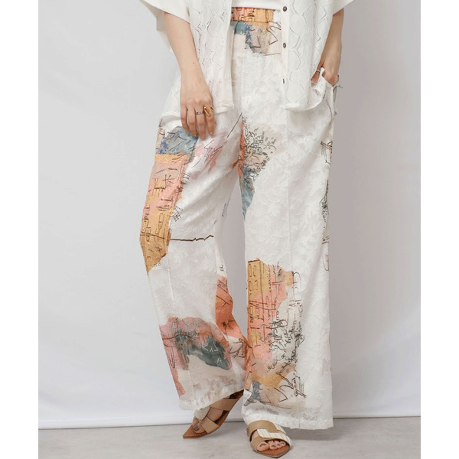 Palm Riche 風景アート柄パンツ - 画像1