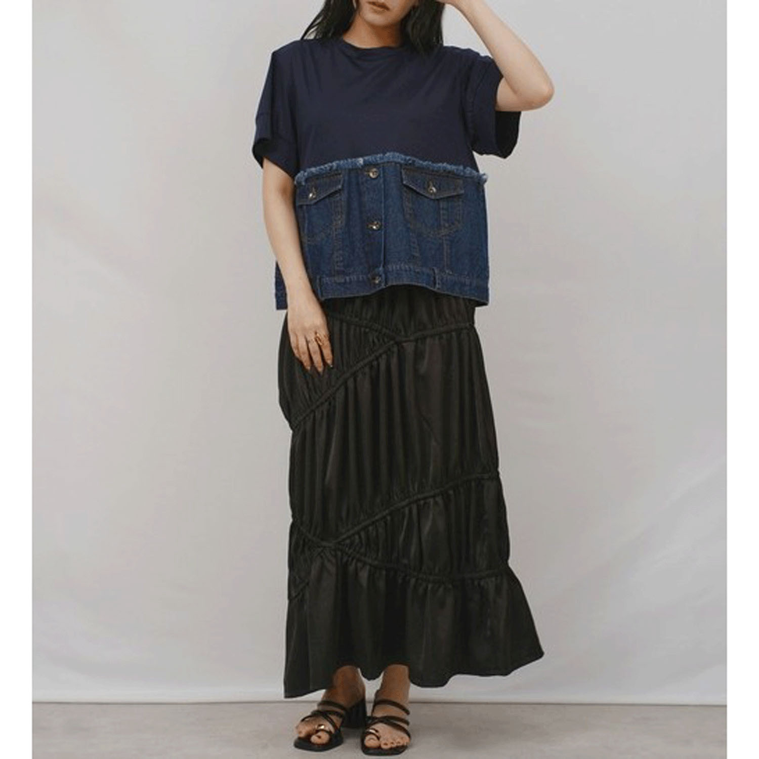 Palm Riche デニムドッキングトップス - 画像17